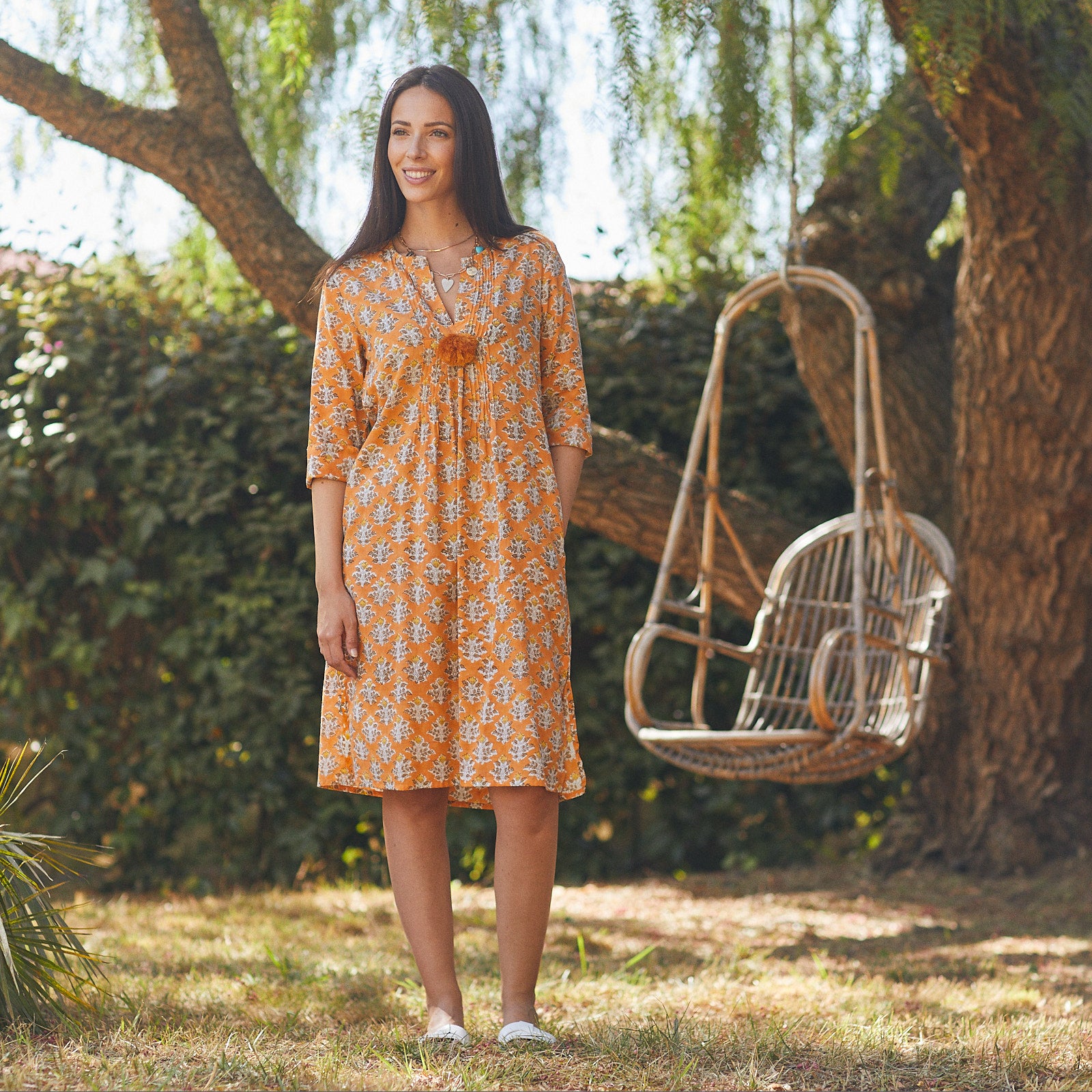 Louisa Dress Escalet 100% Organic Coton - Orange ORANGE