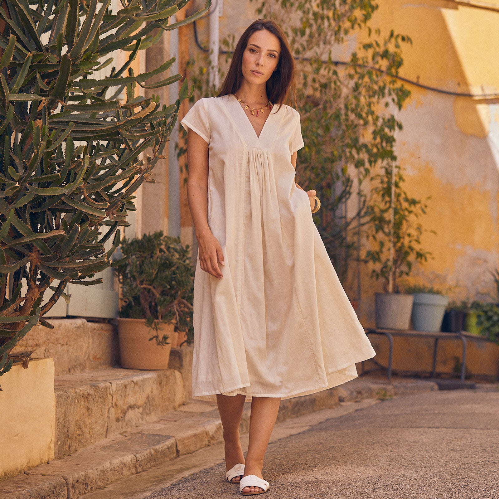 Iris Long Dress S.c 100% Coton - Ecru ECRU