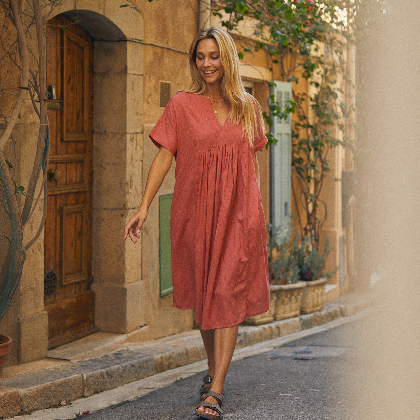 Nuala Dress S.color 100% Coton - Strawberry STRAWBERRY