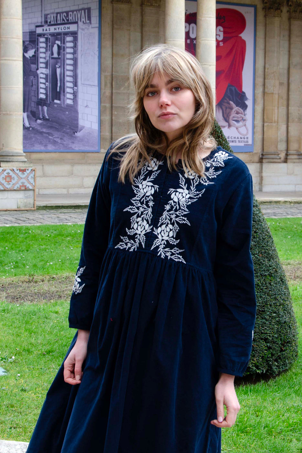 Lucy Dress Velvet 100% Coton - Blue BLUE