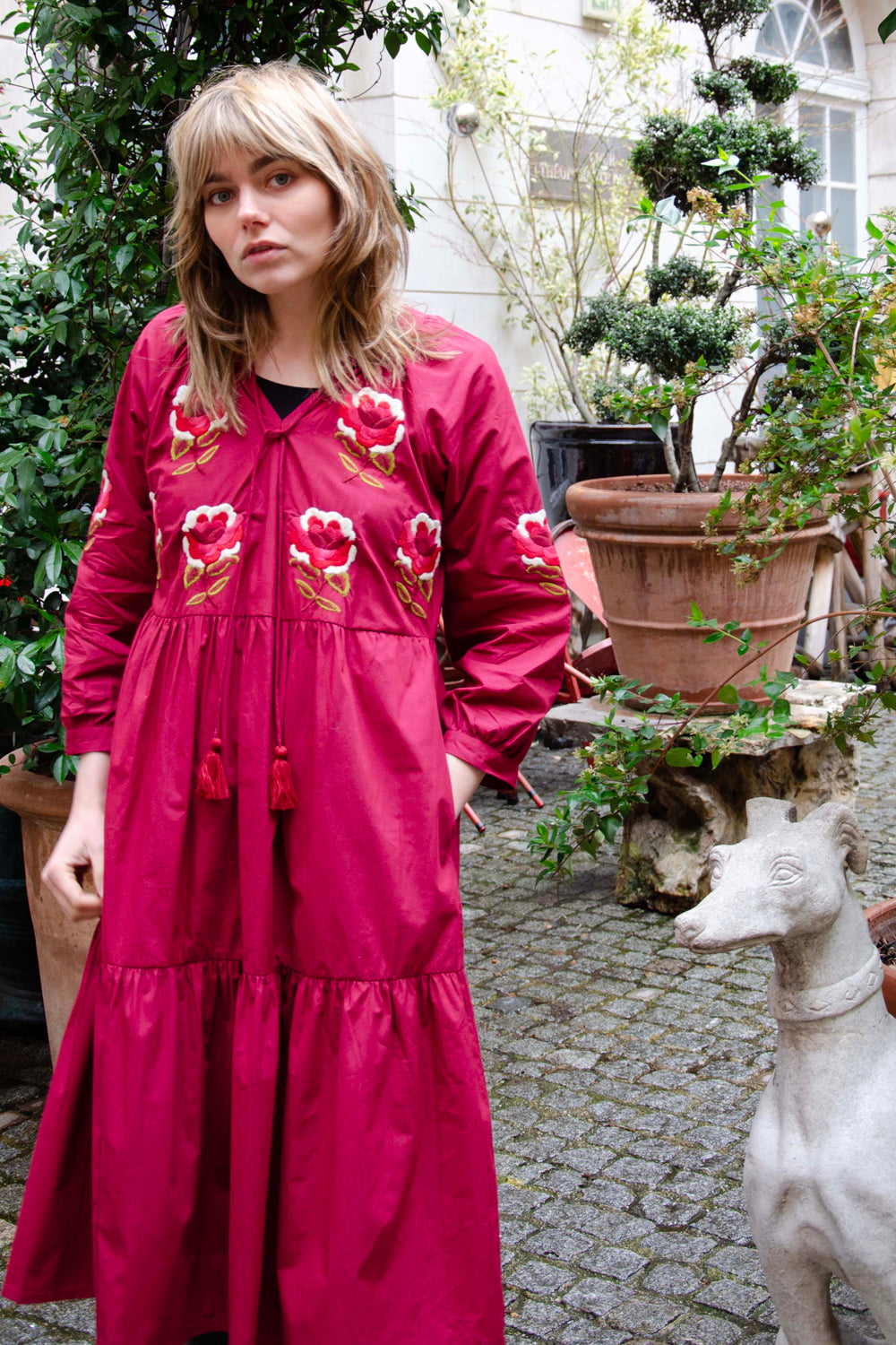 Angele Dress Br 100% Coton - Burgundy BURGUNDY