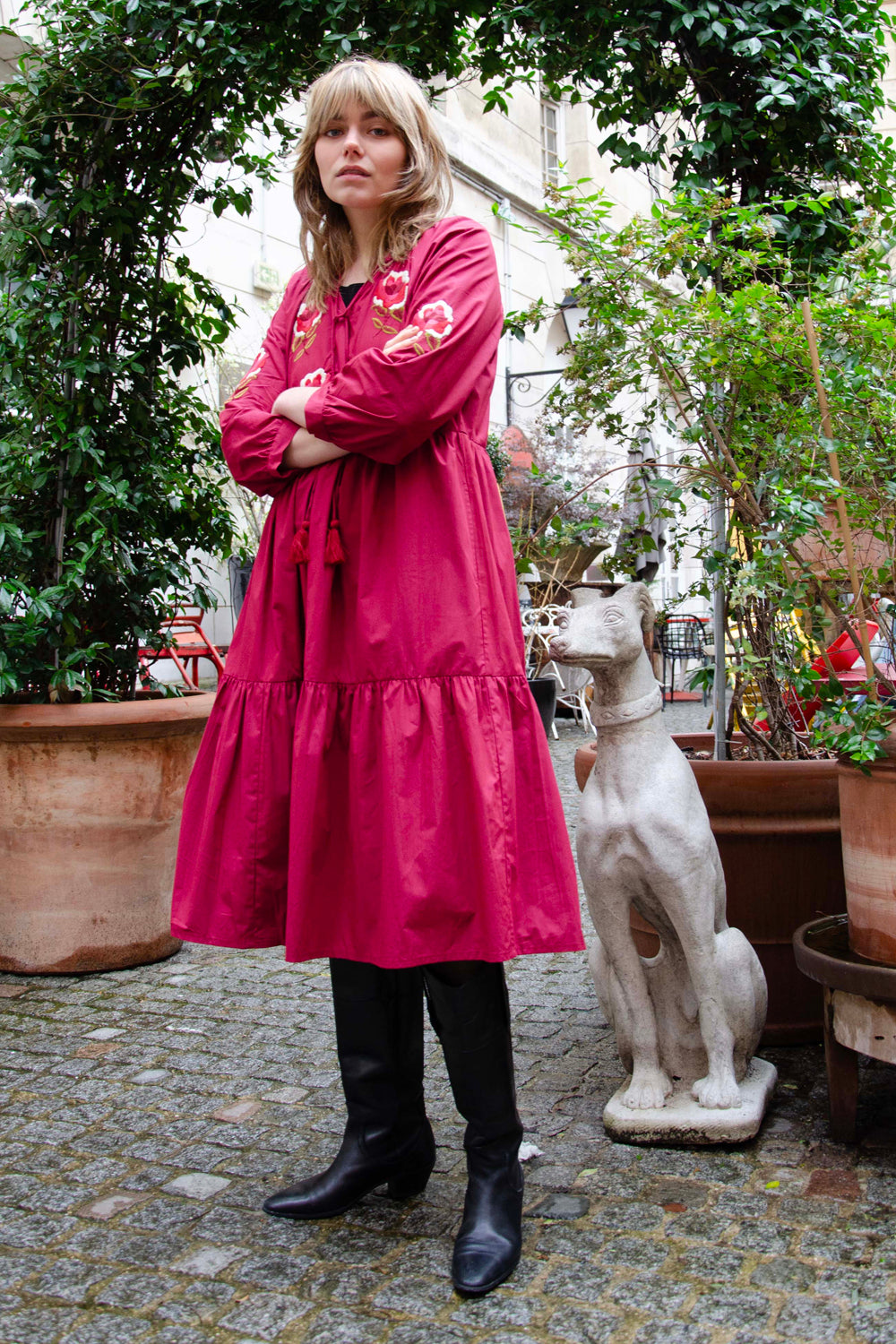 Angele Dress Br 100% Coton - Burgundy BURGUNDY