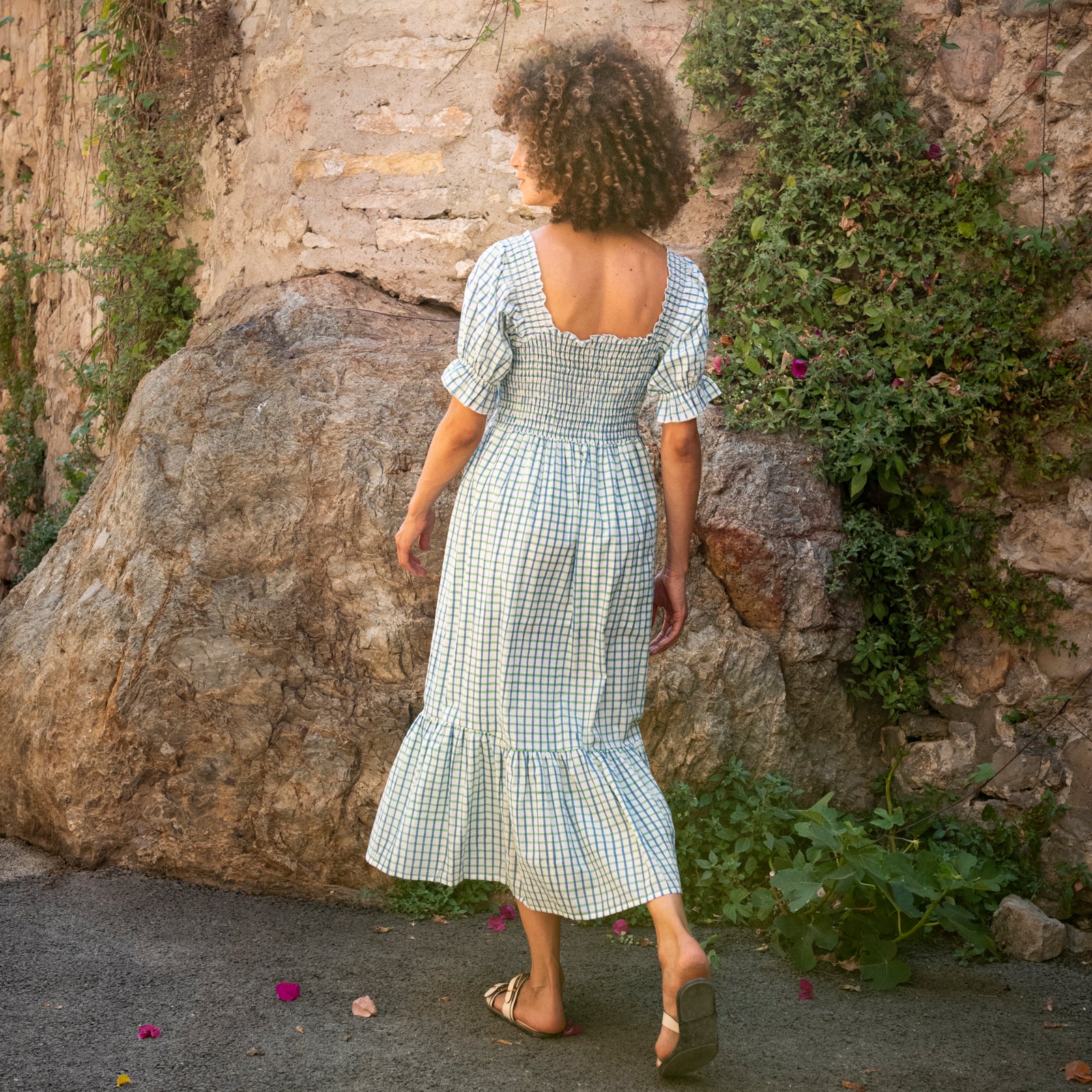 Giulia Dress Croisette 100% Organic Cotton - Blue Green BLUE GREEN