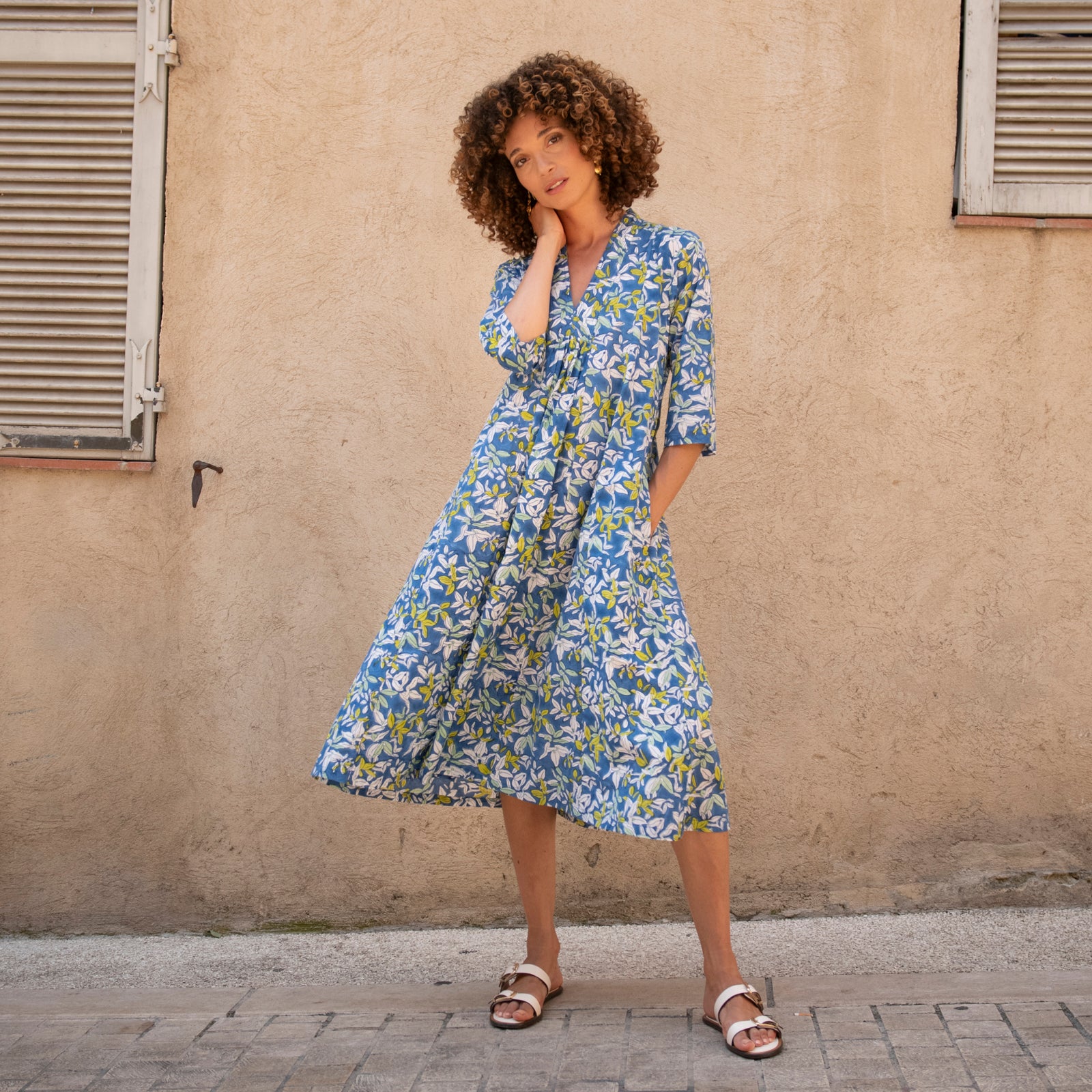 Mia Dress Figuieres 100% Organic Cotton - Blue BLUE