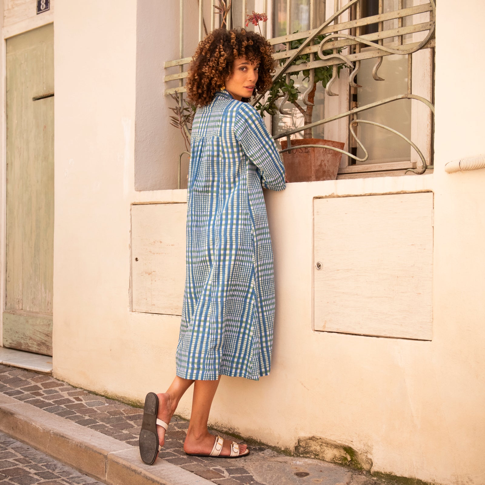 Mia Dress Nissa 100% Organic Cotton - Blue Green BLUE GREEN