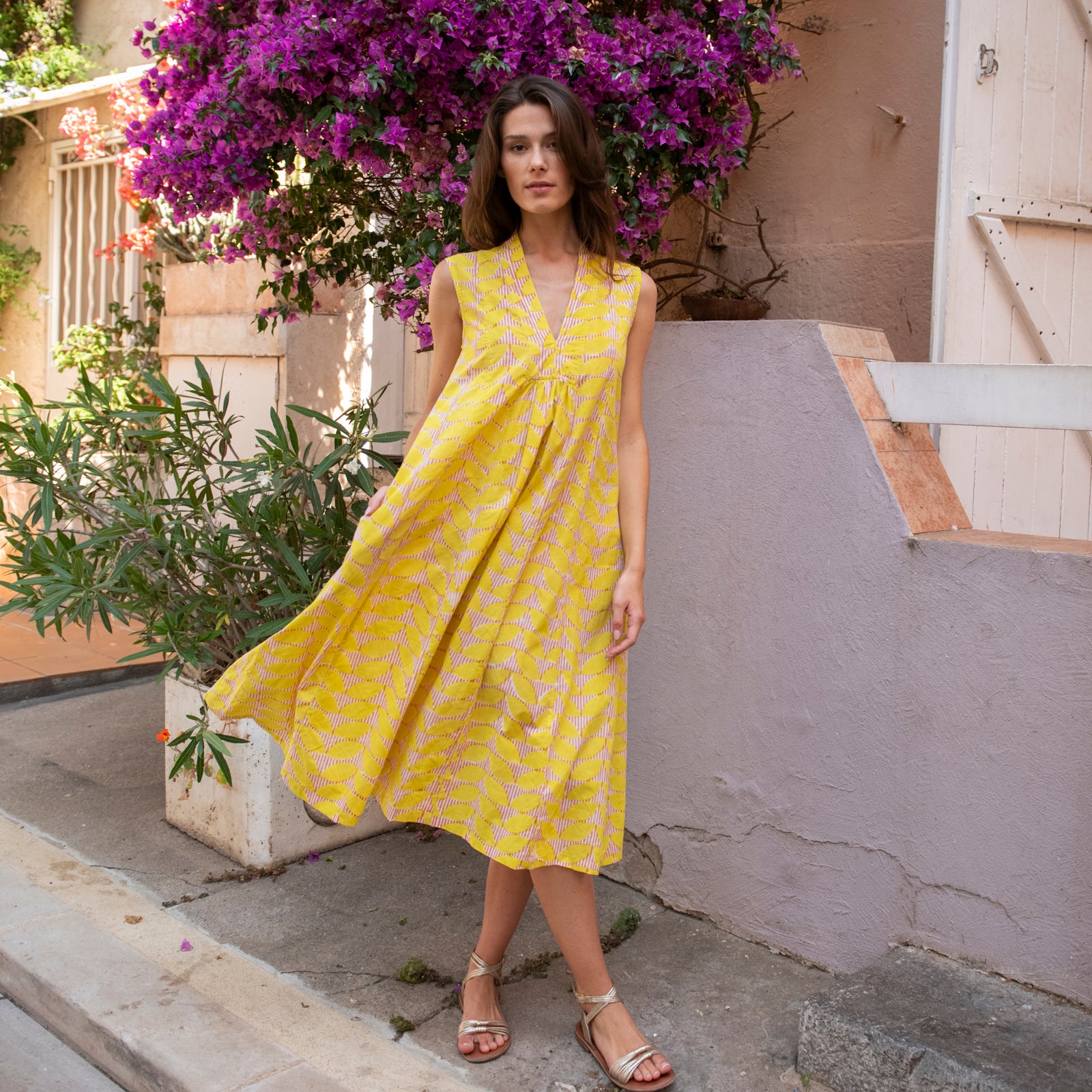 Miana Dress S.l. Cap Estel 100% Organic Cotton - Yellow YELLOW
