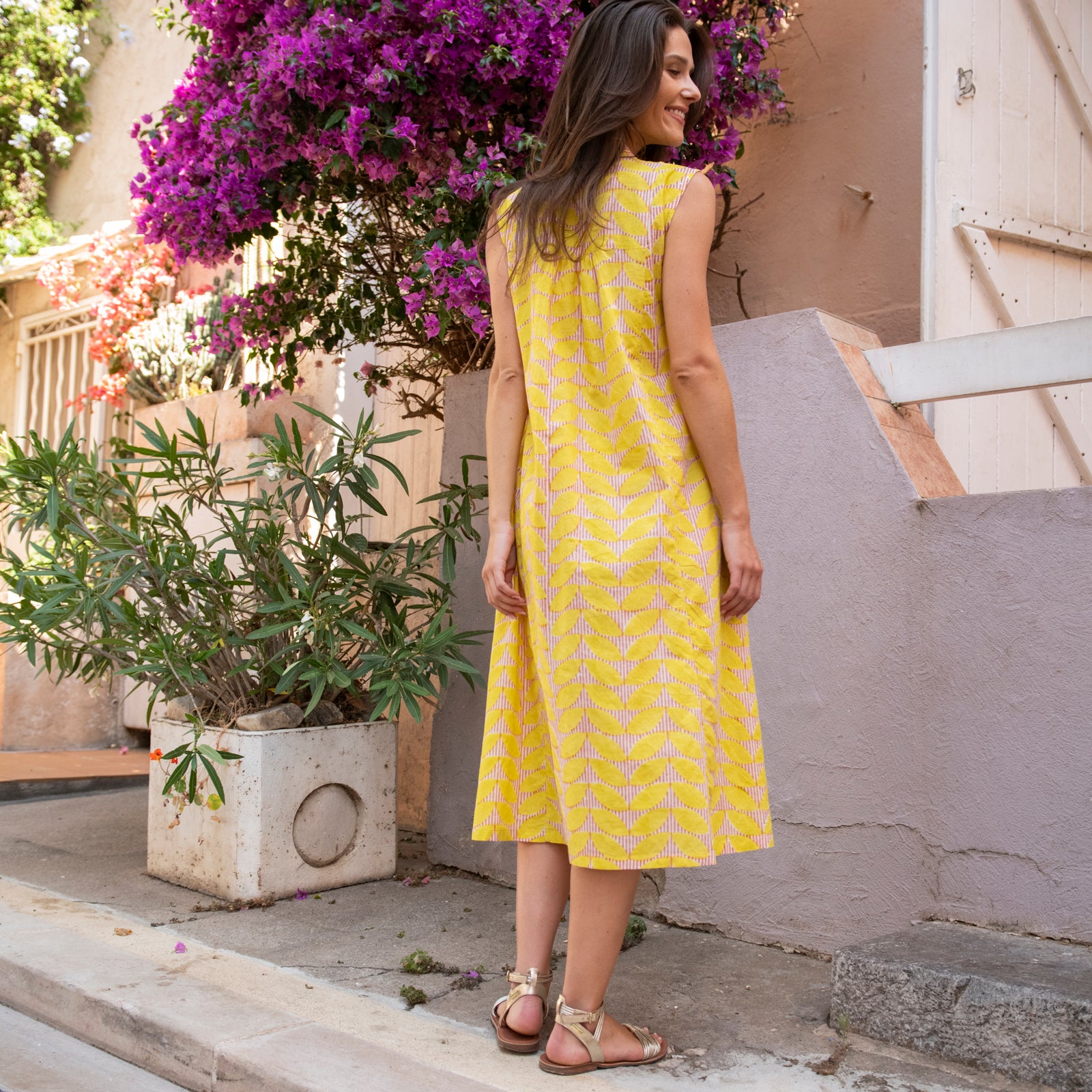 Miana Dress S.l. Cap Estel 100% Organic Cotton - Yellow YELLOW
