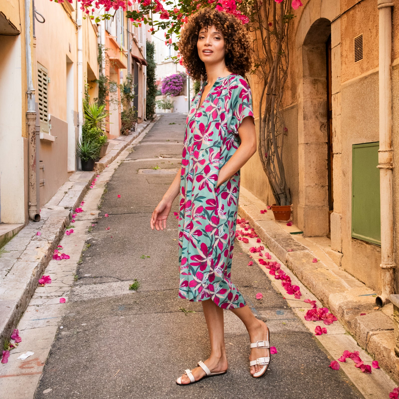 Yaya Dress Myra 100% Coton - Green GREEN