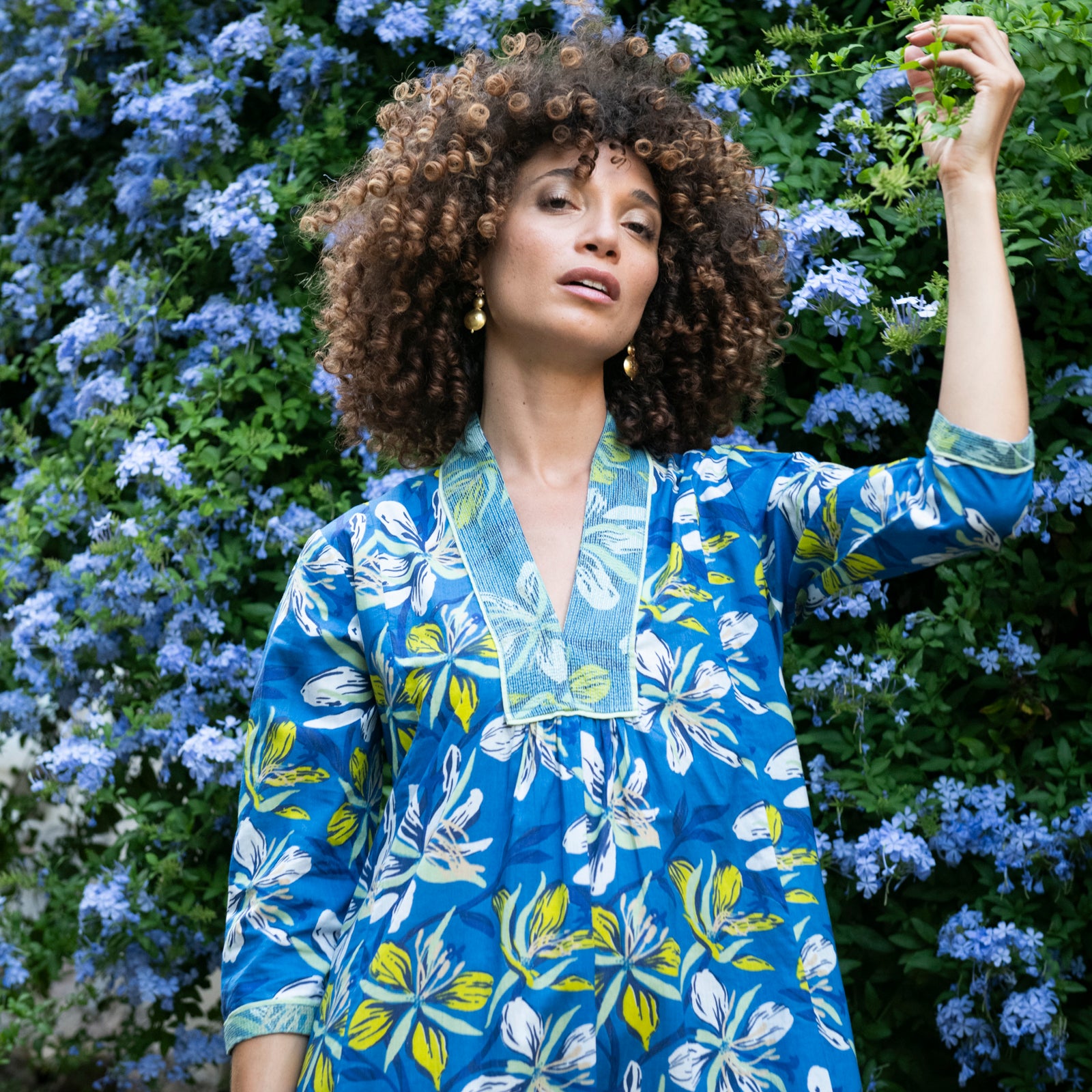 Anaelle Dress Myra 100% Coton - Blue BLUE