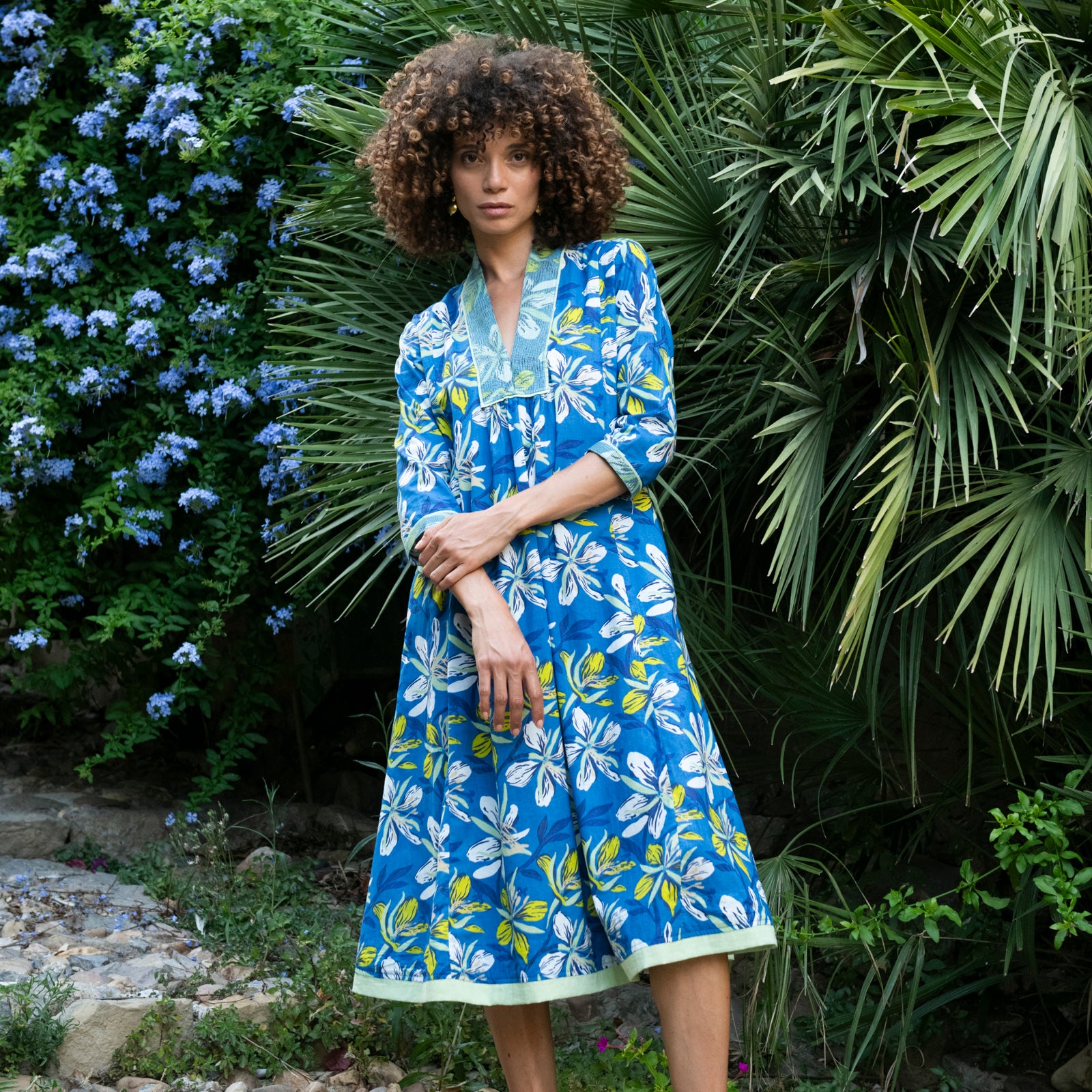 Anaelle Dress Myra 100% Coton - Blue BLUE