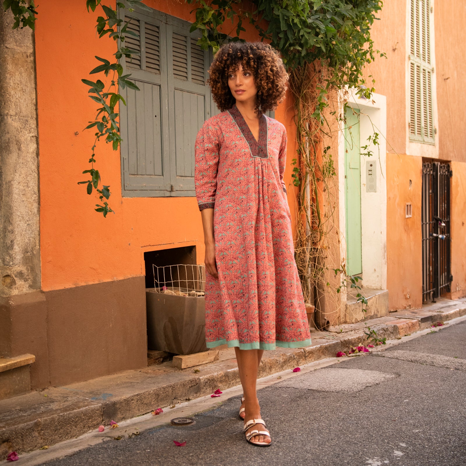 Anaelle Dress Palmer 100% Coton - Green GREEN