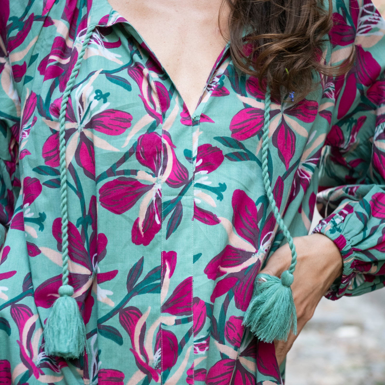 Virginia Dress Myra 100% Coton - Green GREEN