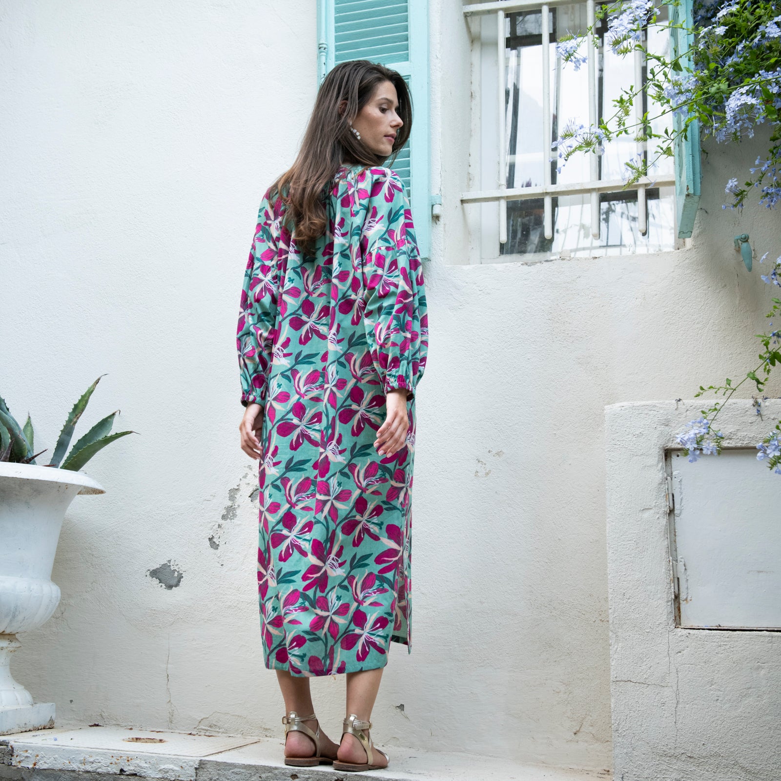 Virginia Dress Myra 100% Coton - Green GREEN