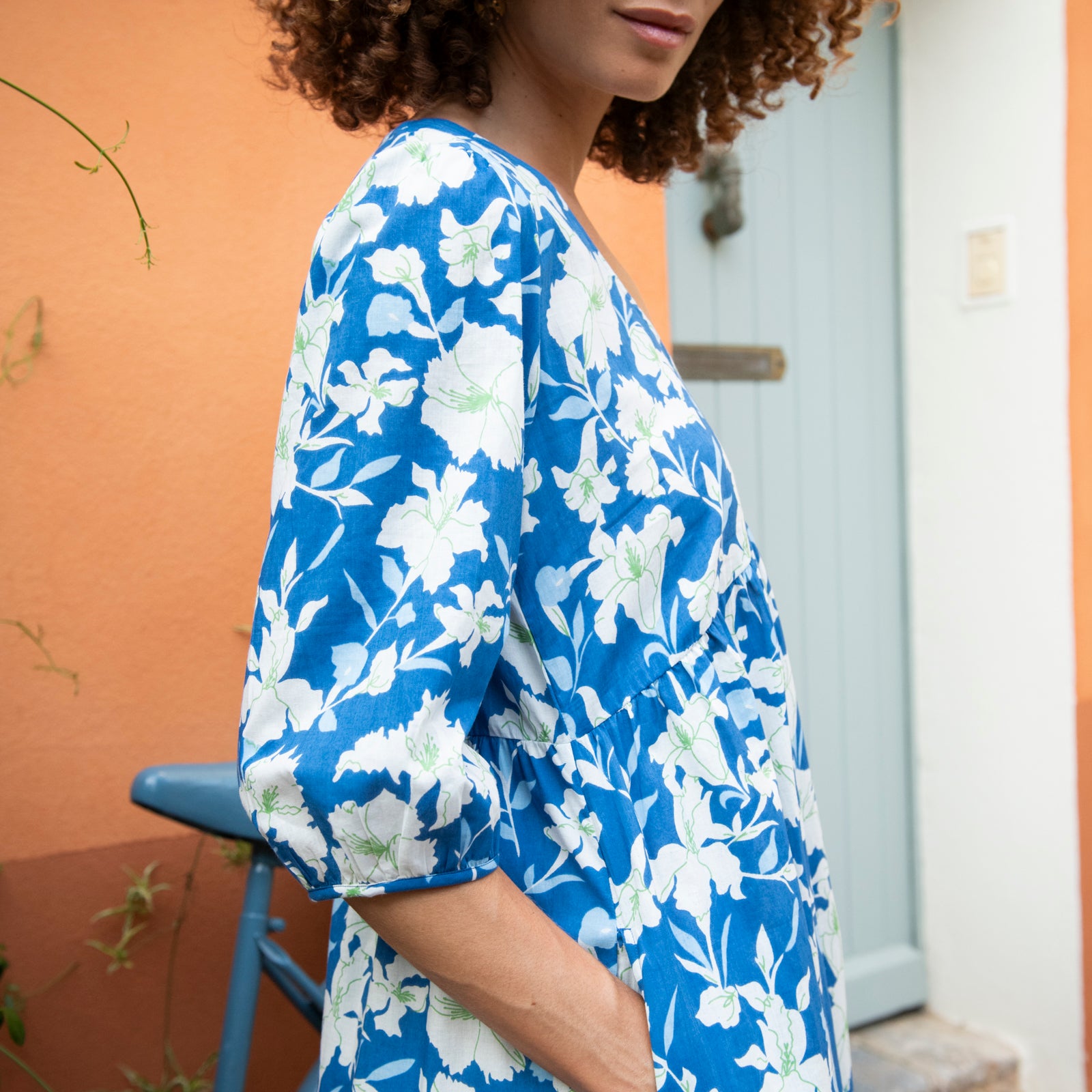 Rosa Dress Rayol 100% Coton - Blue BLUE