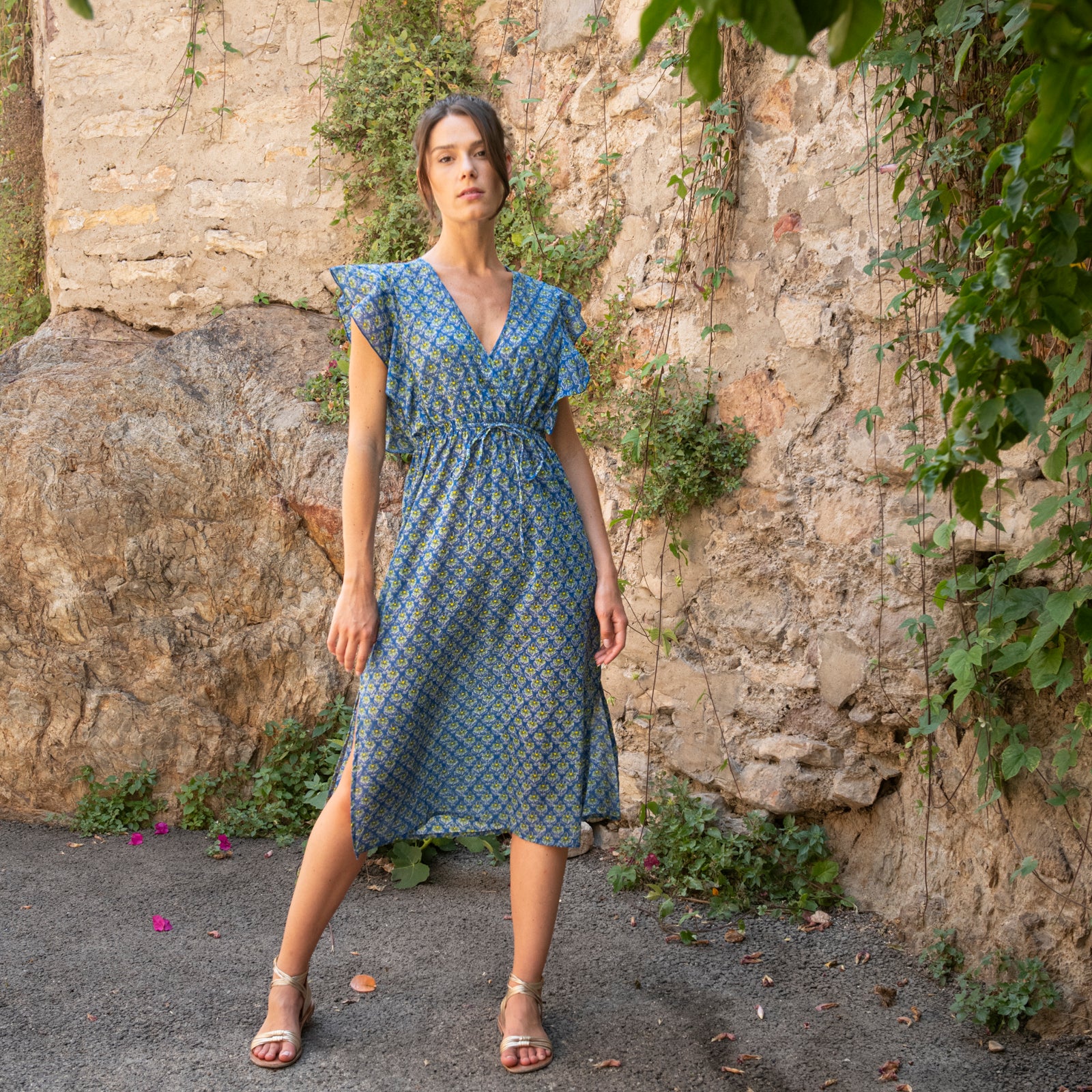 Lucy Frill Dress Opio 100% Coton - Blue BLUE
