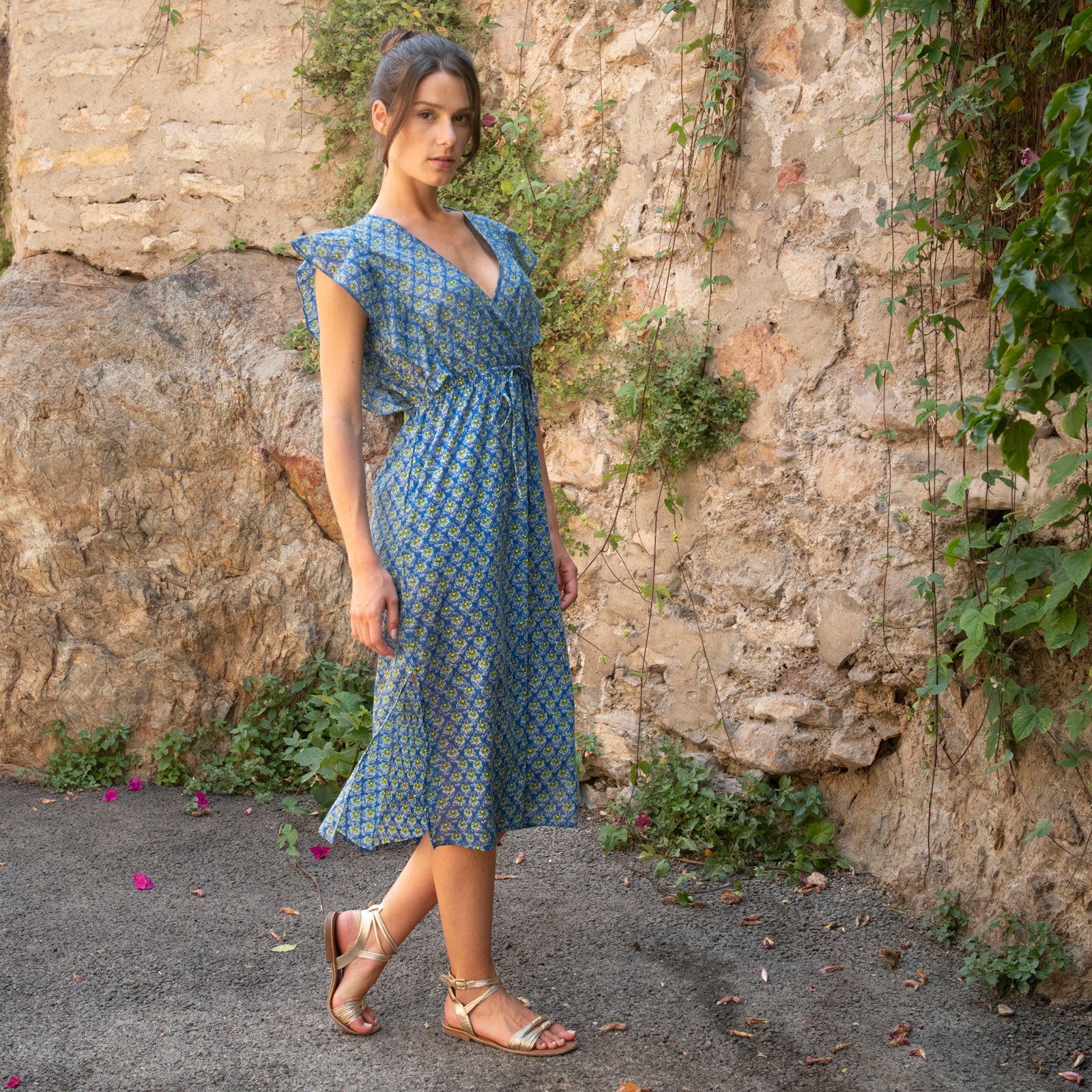 Lucy Frill Dress Opio 100% Coton - Blue BLUE