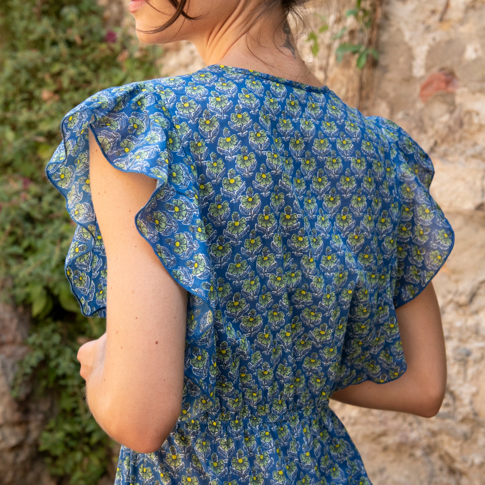 Lucy Frill Dress Opio 100% Coton - Blue BLUE