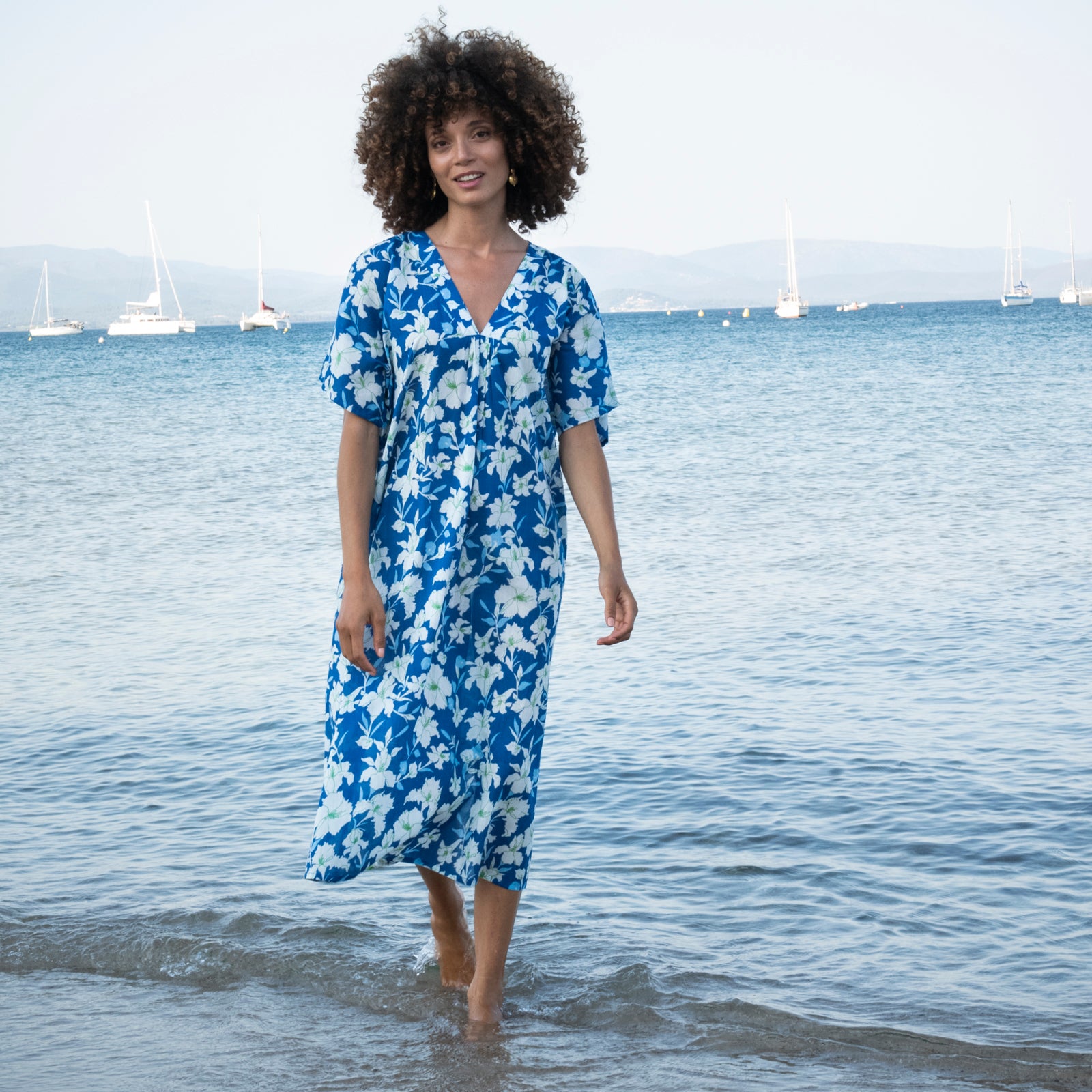 Loulou Caftan Rayol 100% Coton - Blue BLUE