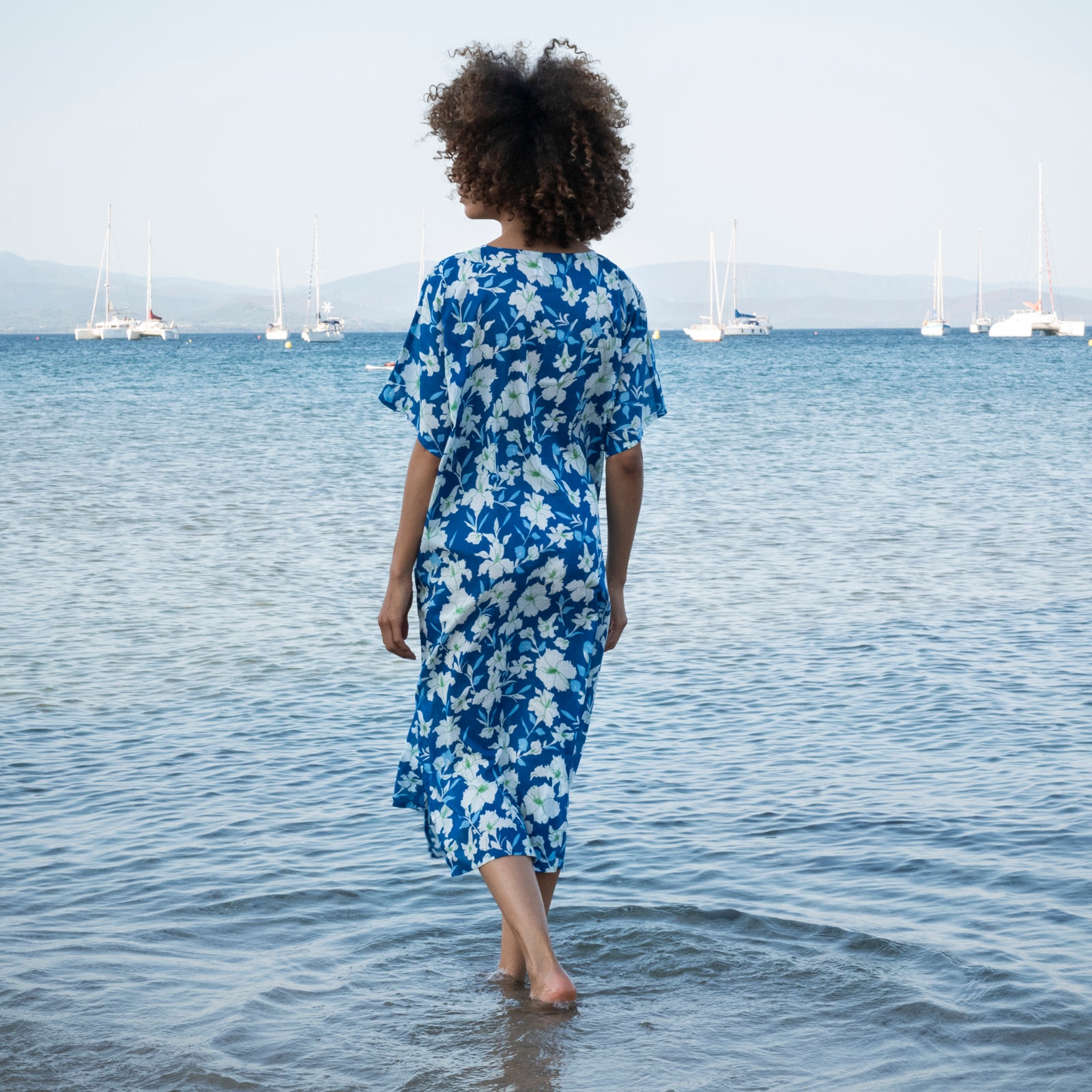 Loulou Caftan Rayol 100% Coton - Blue BLUE