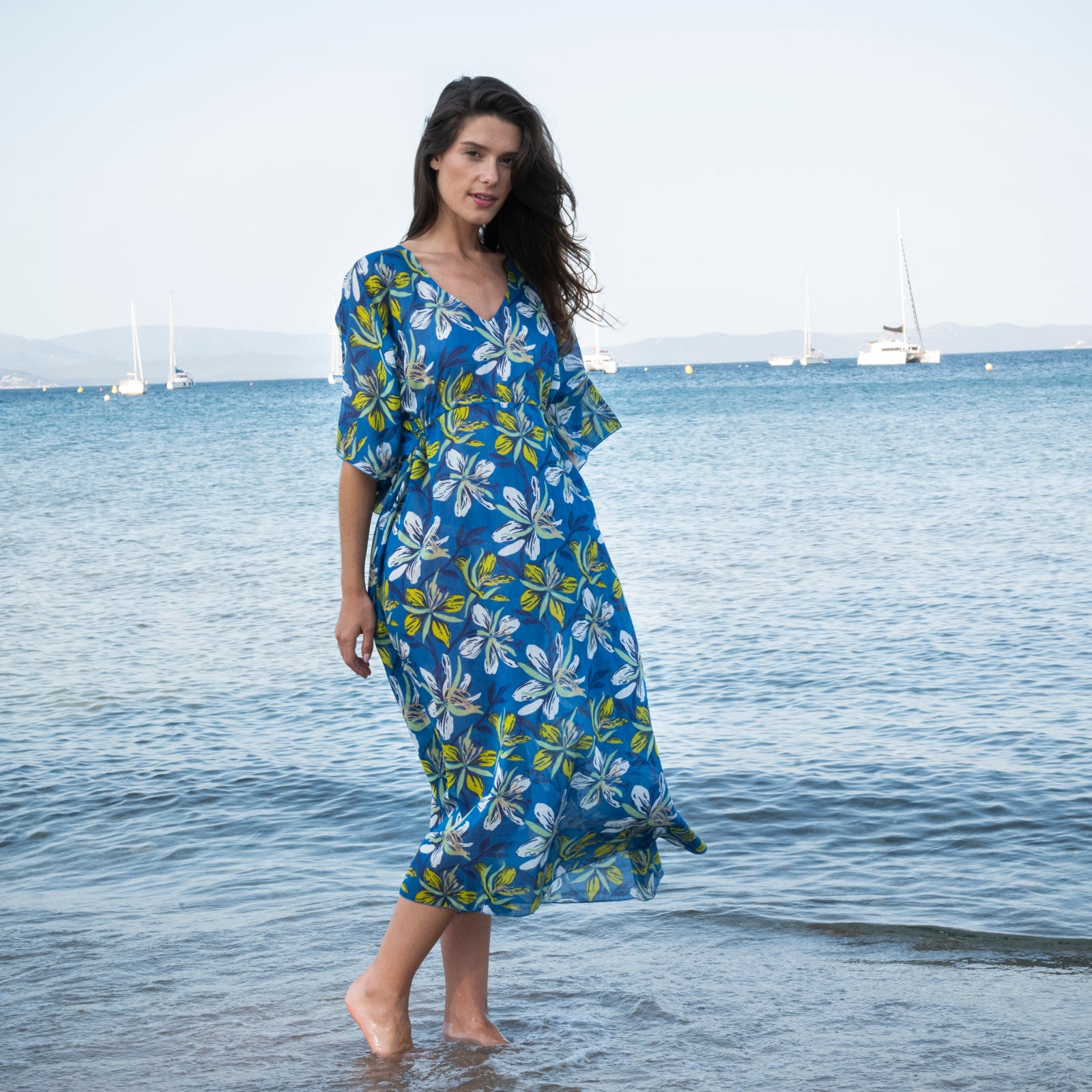 Alix Caftan Myra 100% Coton - Blue BLUE