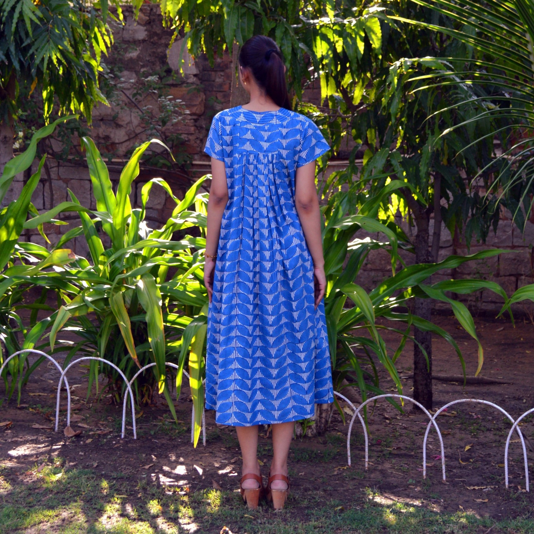 Iris Long Dress Cap Estel 100% Organic Cotton - Blue BLUE