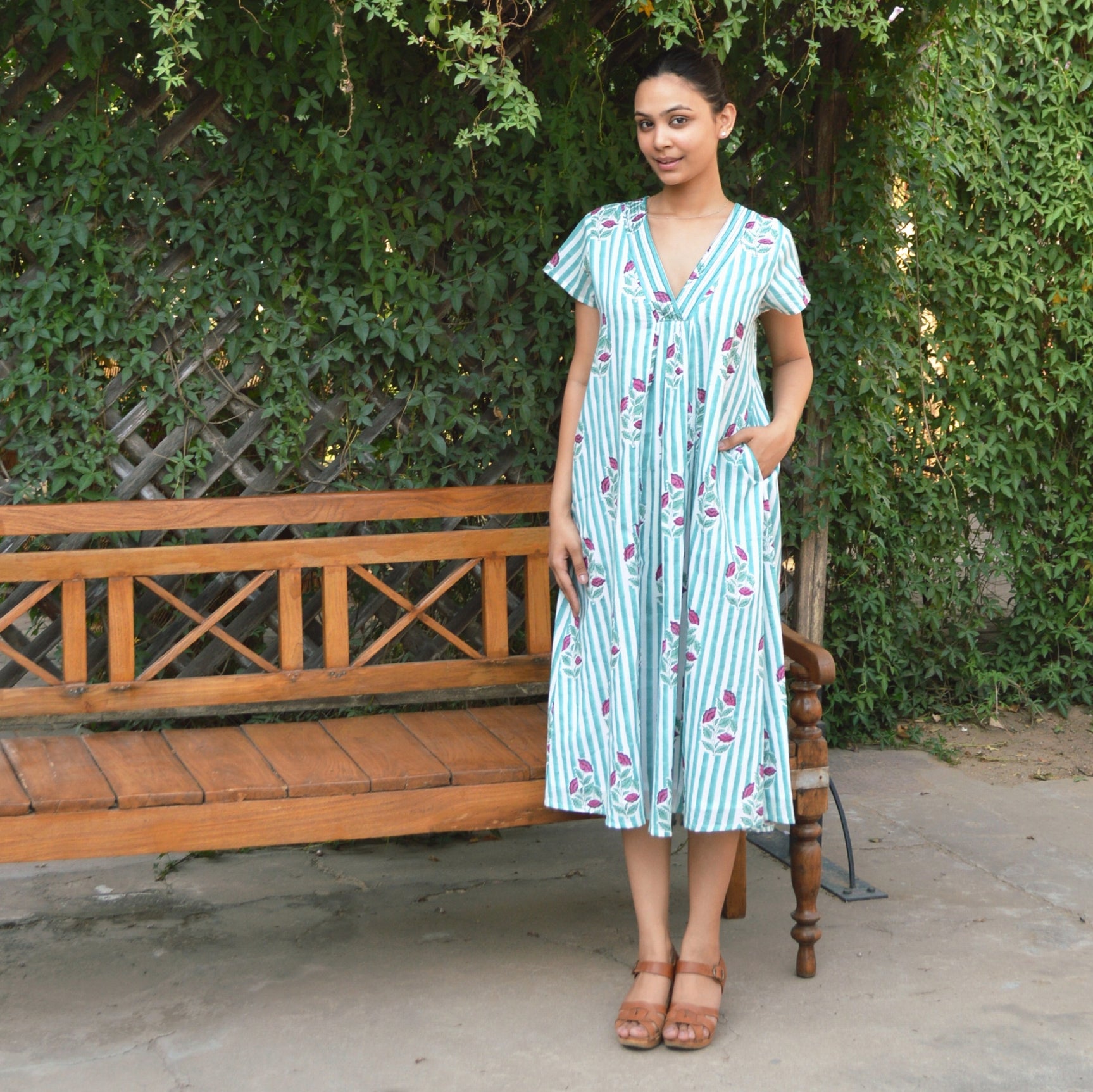 Irissou Long Dress Beaulieu 100% Organic Cotton - Green GREEN