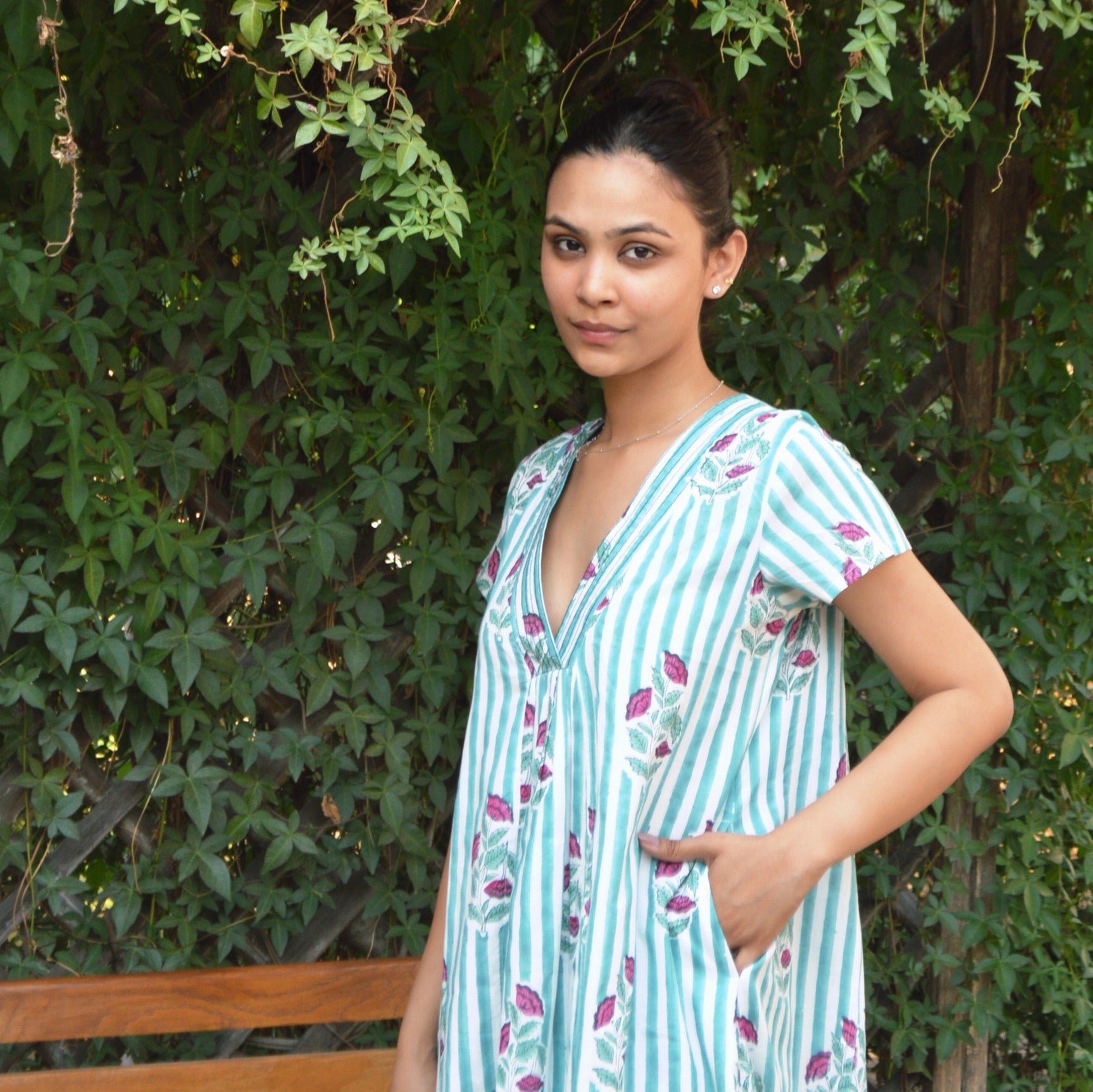 Irissou Long Dress Beaulieu 100% Organic Cotton - Green GREEN