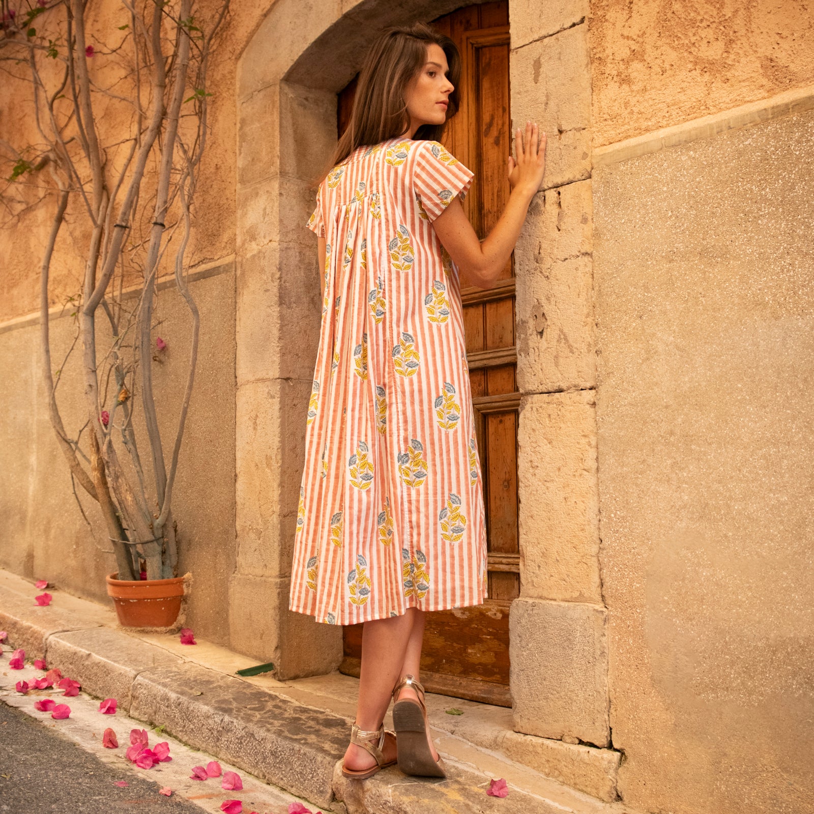 Iris Long Dress Beaulieu 100% Organic Cotton - Peach PEACH