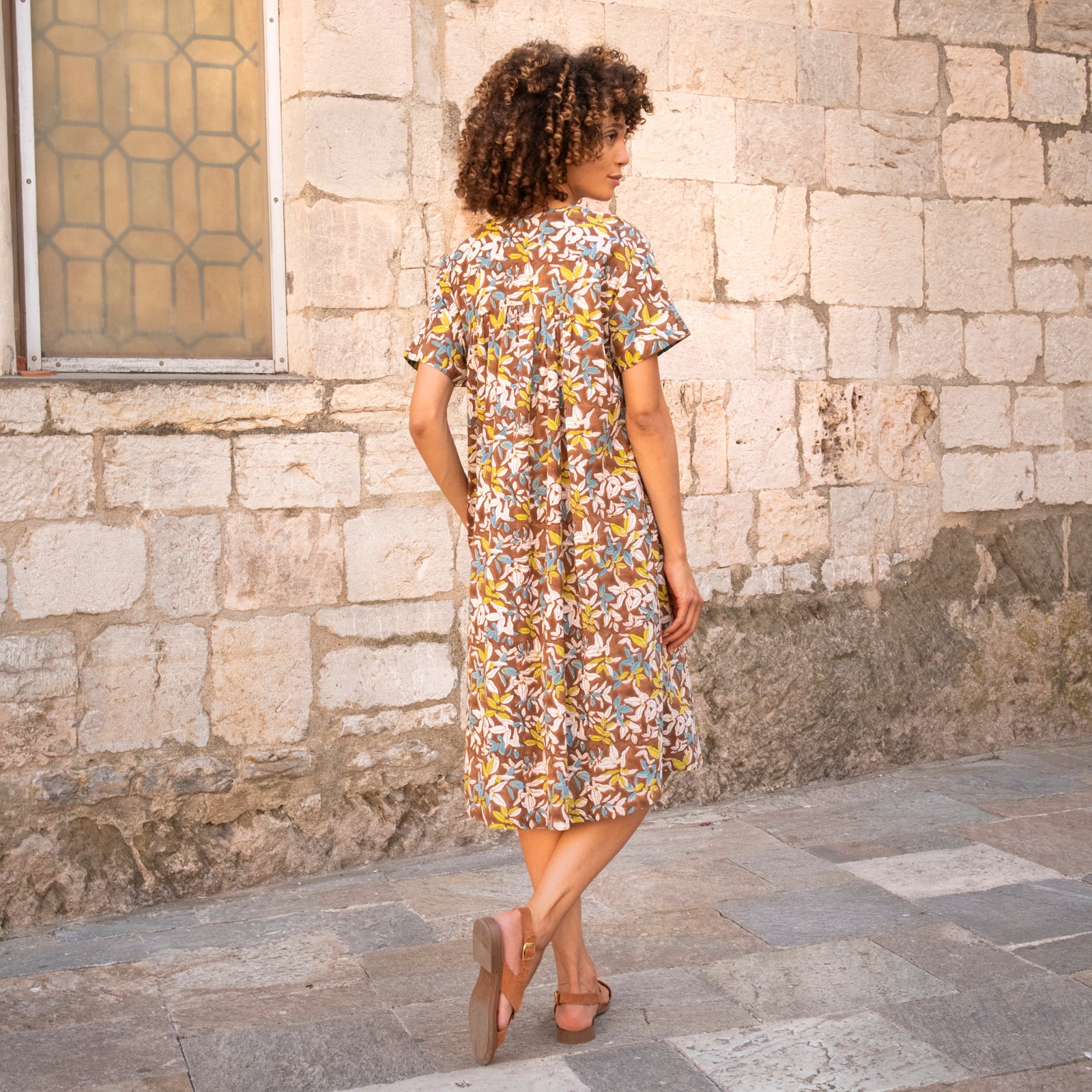 Nuala Dress Figuieres 100% Organic Cotton - Brown BROWN