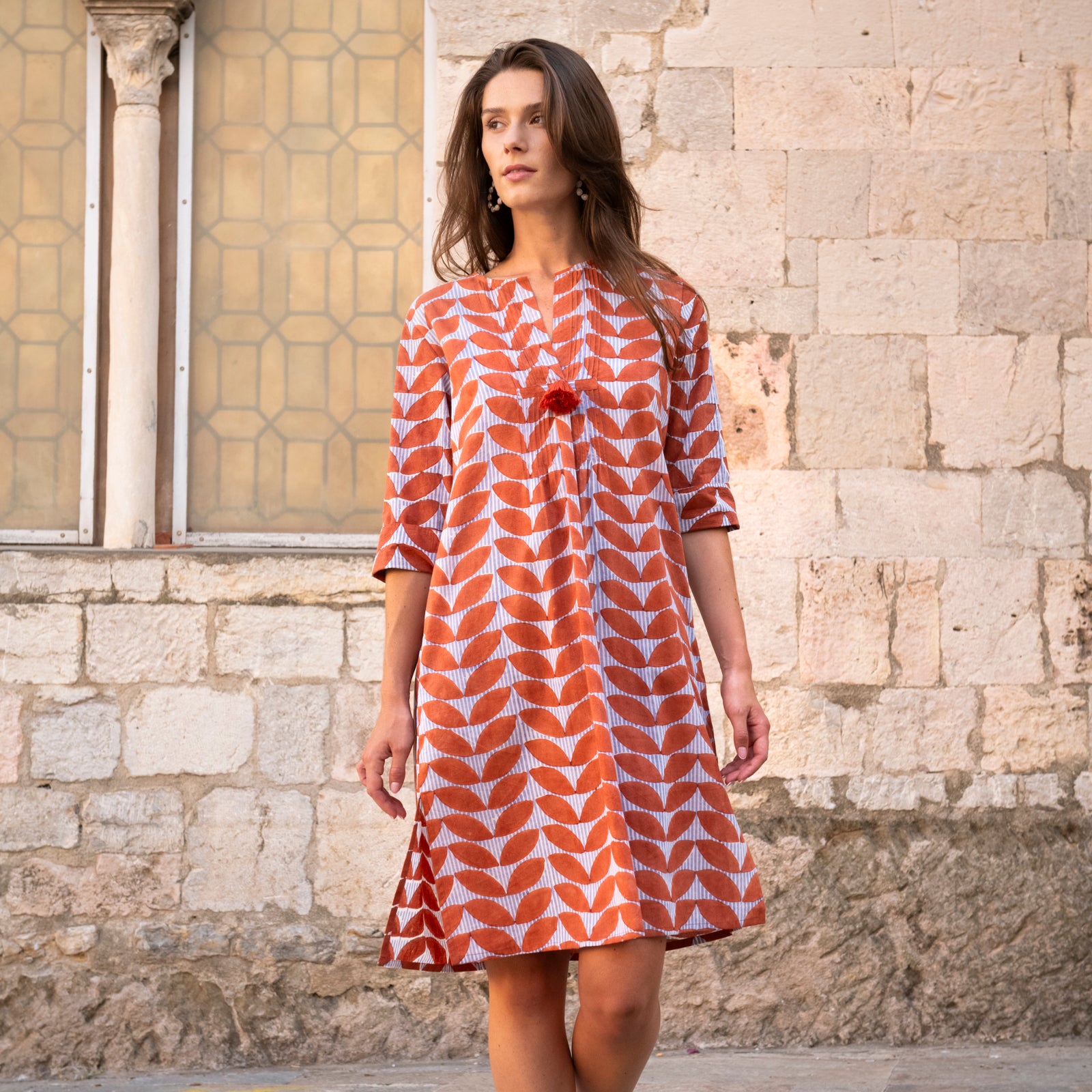 Louisa Dress Cap Estel 100% Organic Cotton - Orange ORANGE