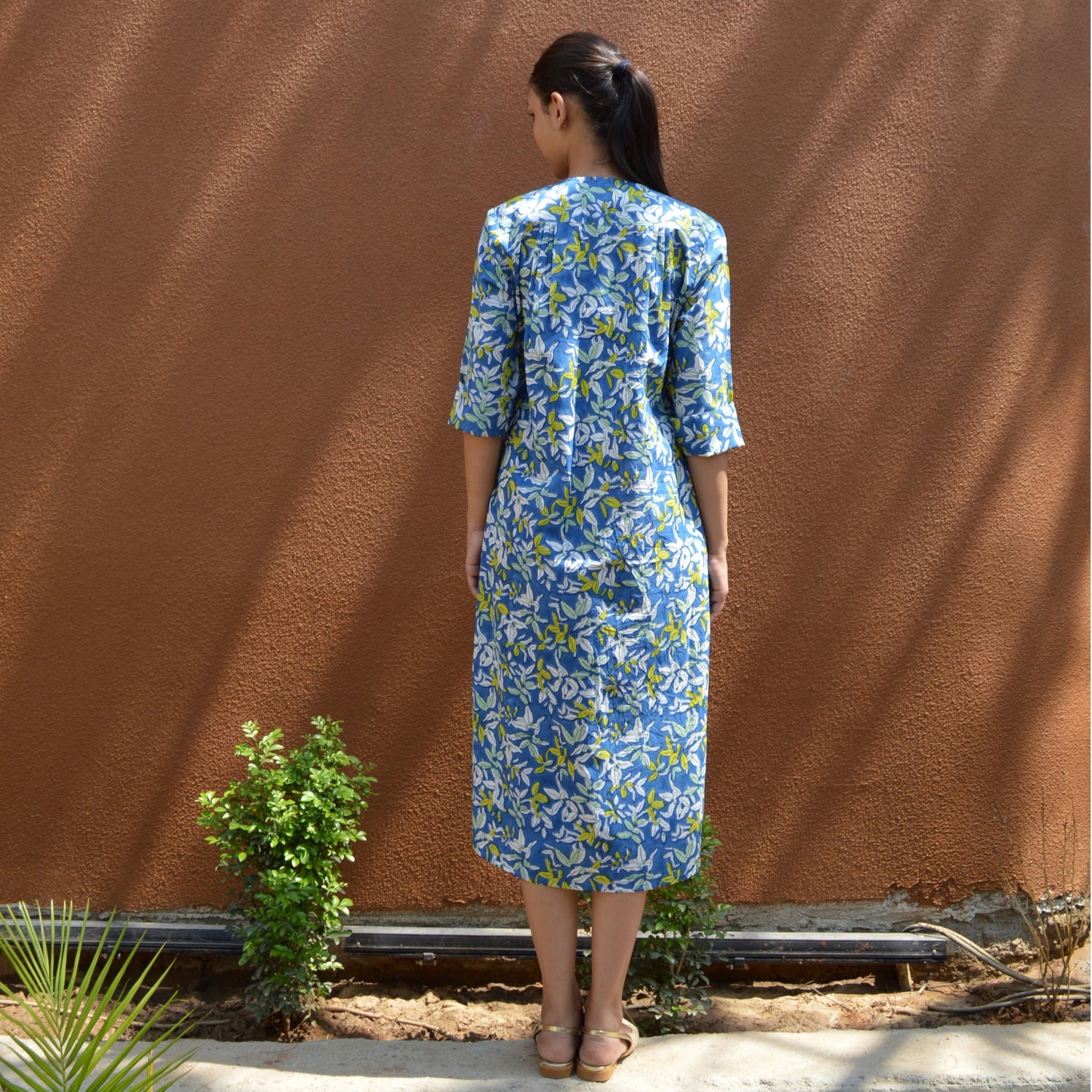 Louisa Long Dress Figuieres 100% Organic Cotton - Blue BLUE