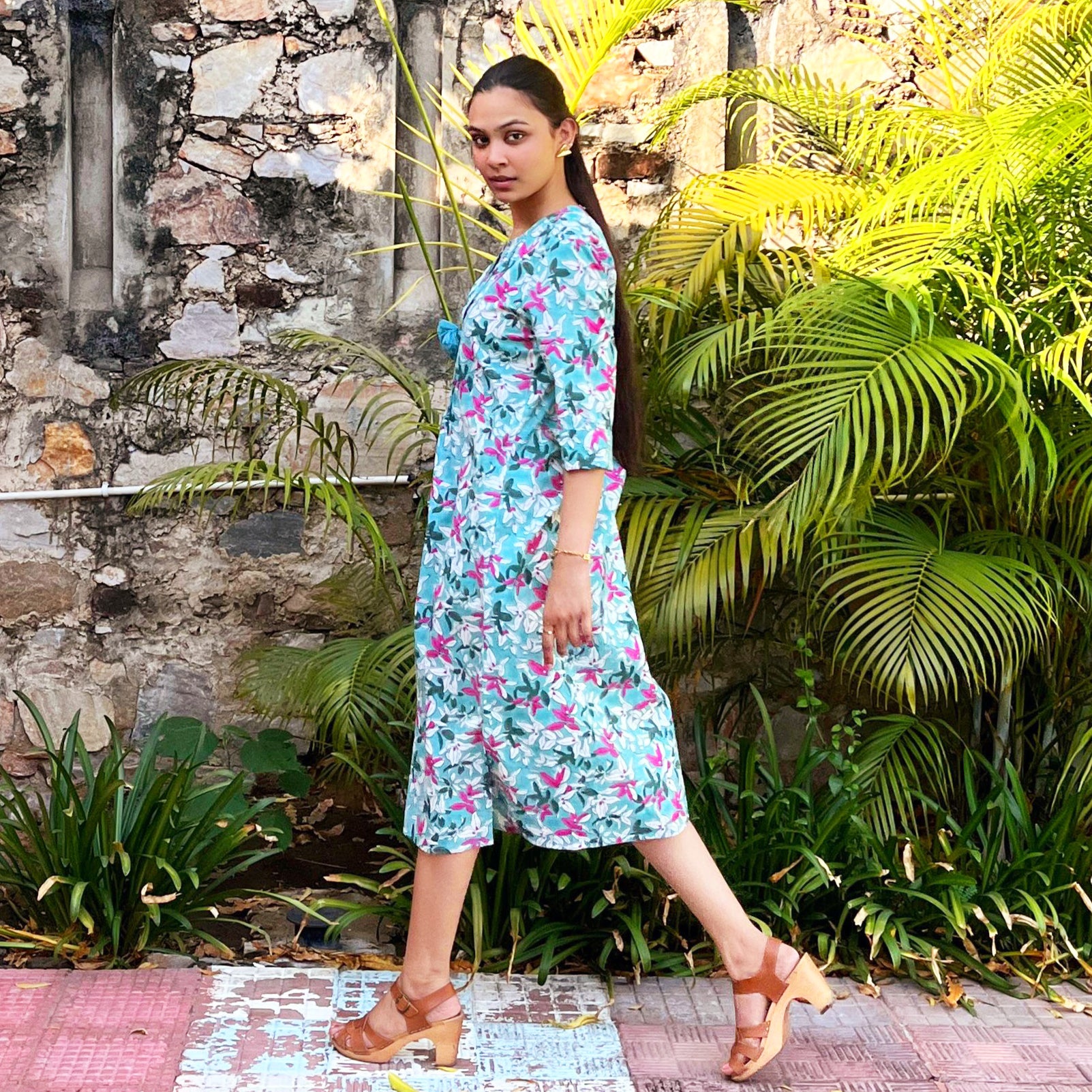 Louisa Long Dress Figuieres 100% Organic Cotton - Green GREEN