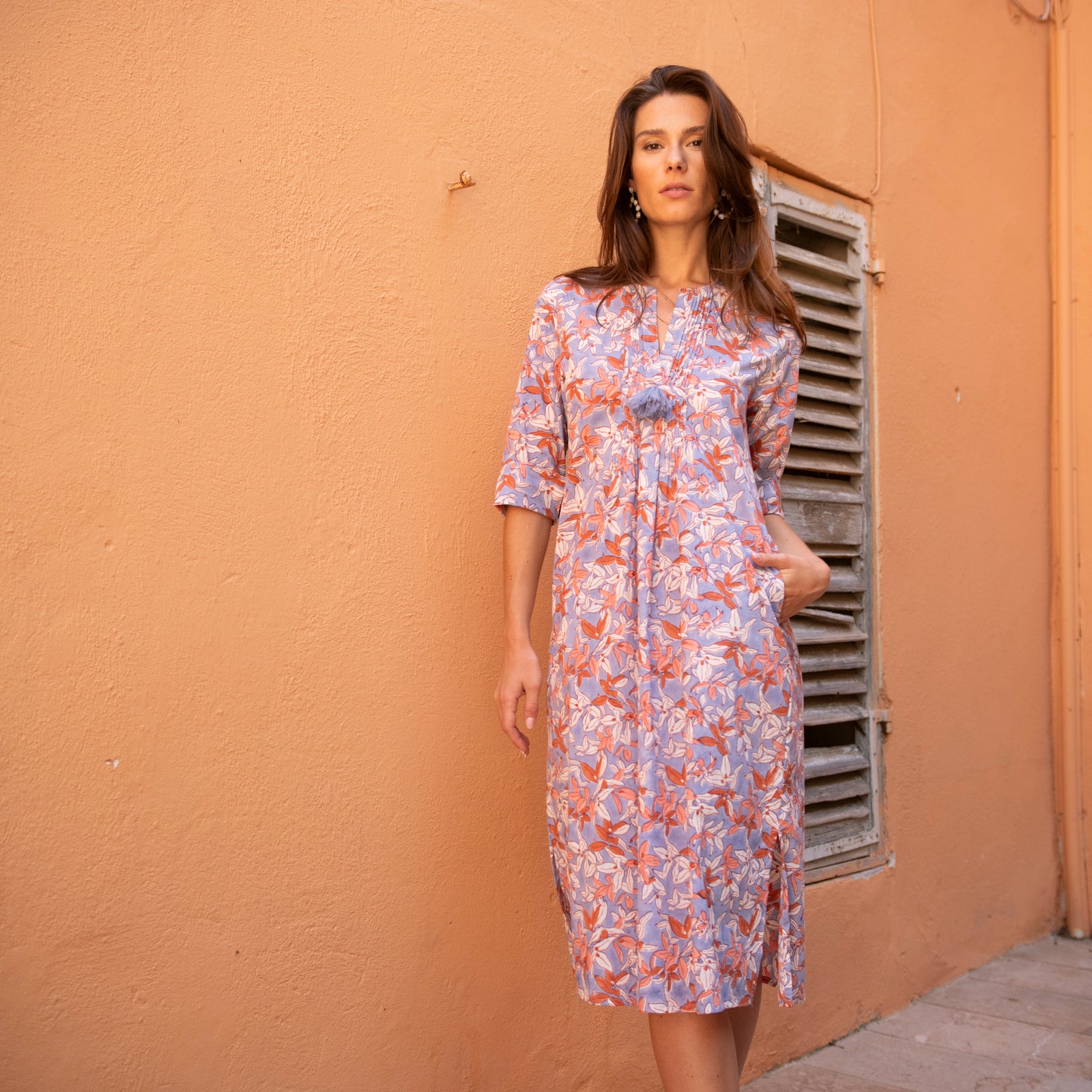 Louisa Long Dress Figuieres 100% Organic Cotton - Lilac LILAC