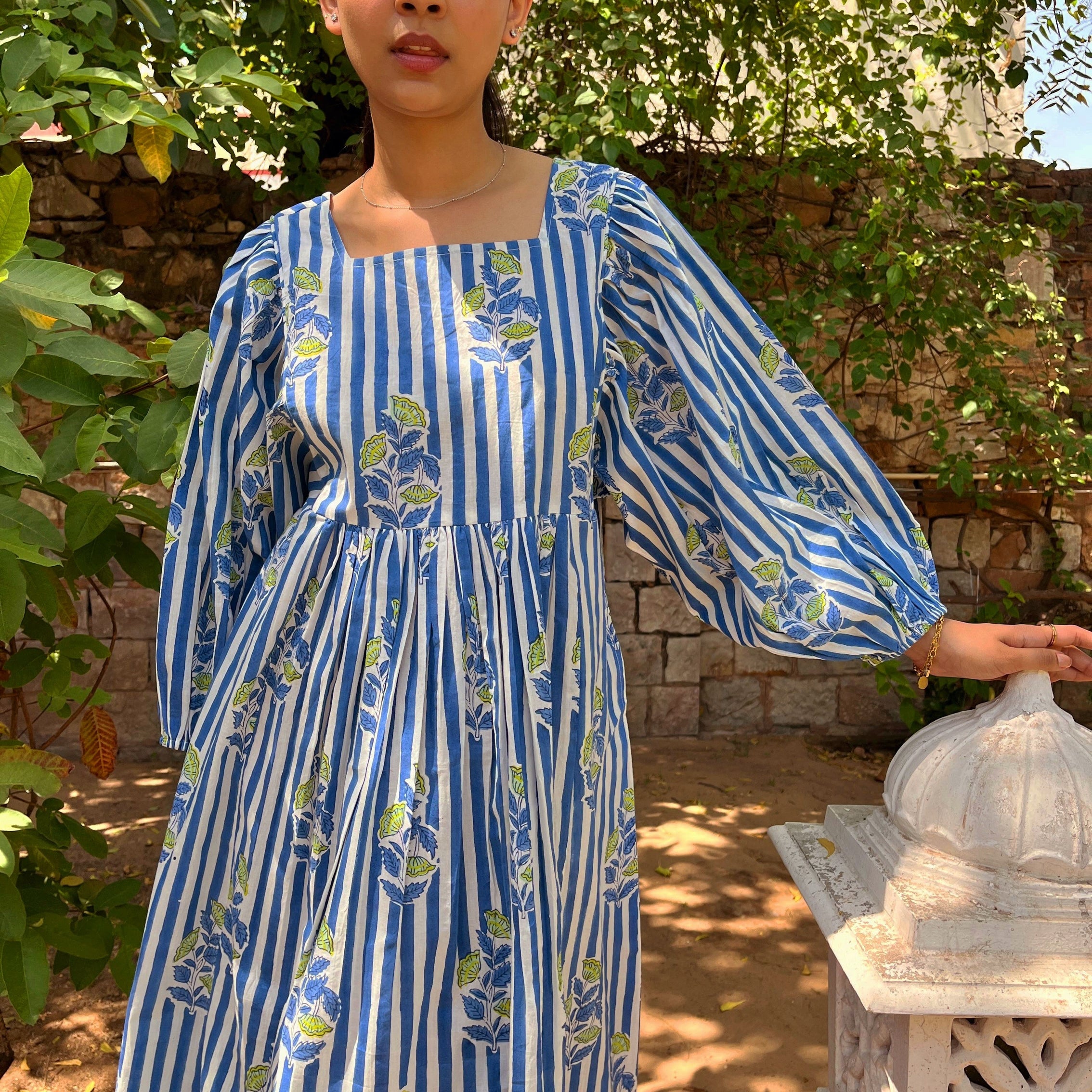 Lorette Dress Beaulieu 100% Organic Cotton - Blue BLUE