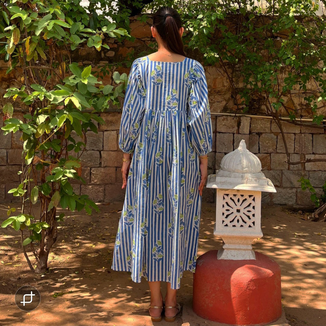 Lorette Dress Beaulieu 100% Organic Cotton - Blue BLUE