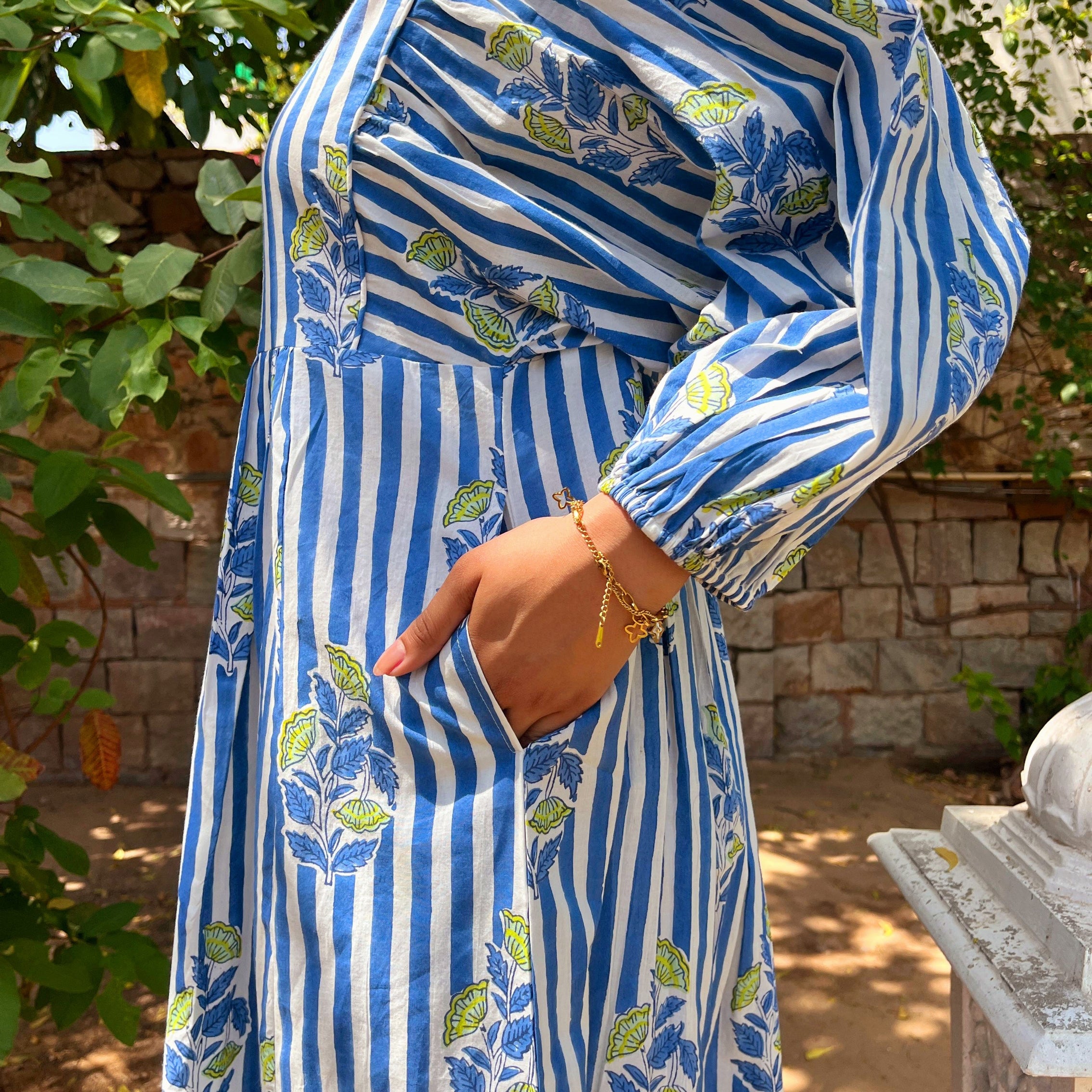 Lorette Dress Beaulieu 100% Organic Cotton - Blue BLUE