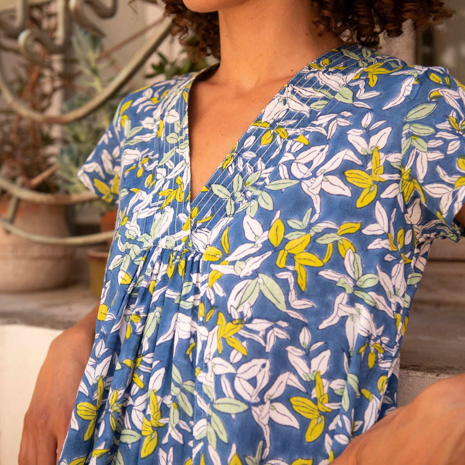 Iris Dress Figuieres 100% Organic Cotton - Blue BLUE