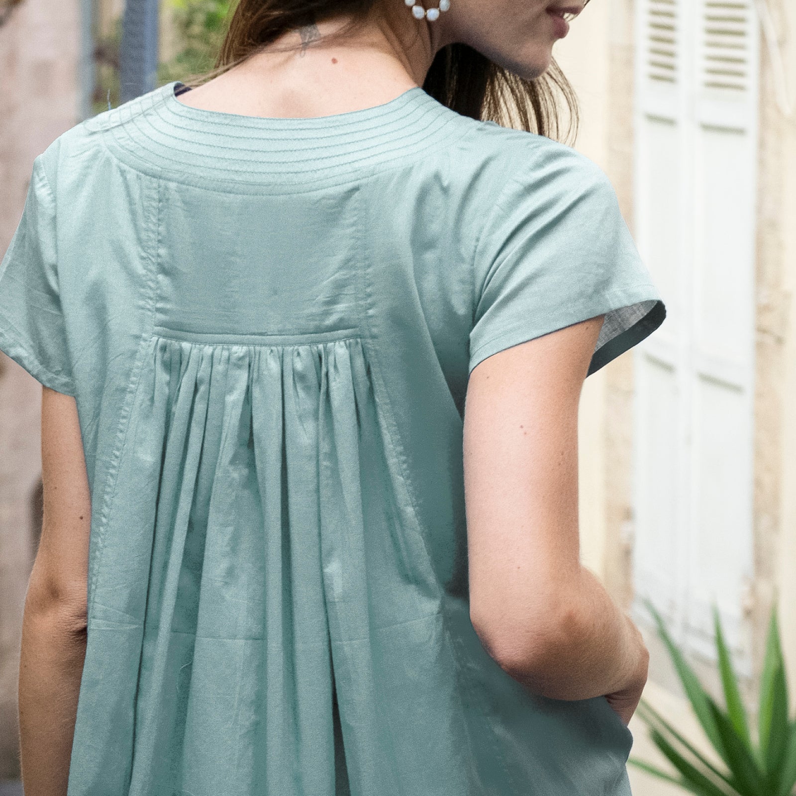 Iris V-neck Dress S.color 100% Coton - Green GREEN