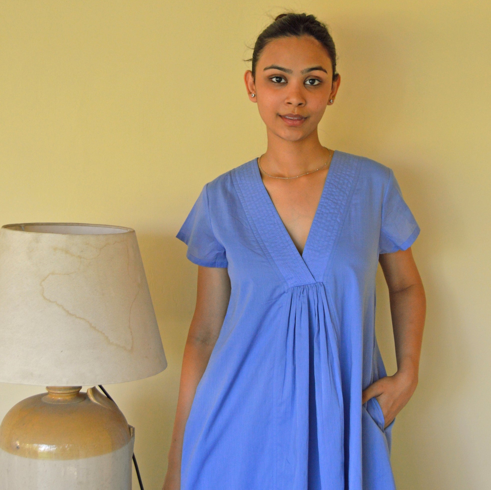 Iris V-neck Dress S.color 100% Coton - Lilac LILAC