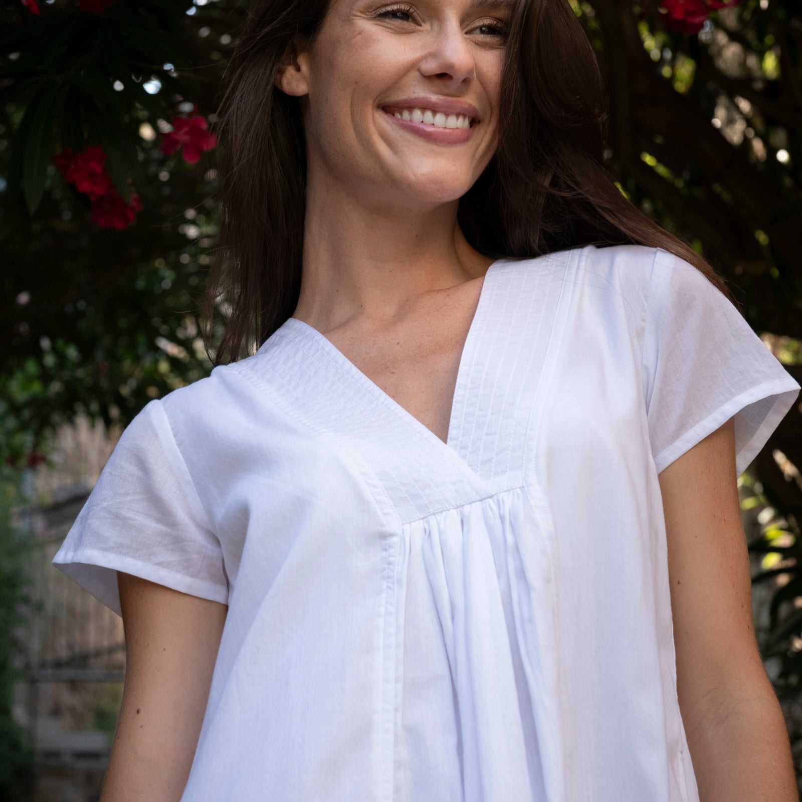 Iris V-neck Dress S.color 100% Coton - White WHITE