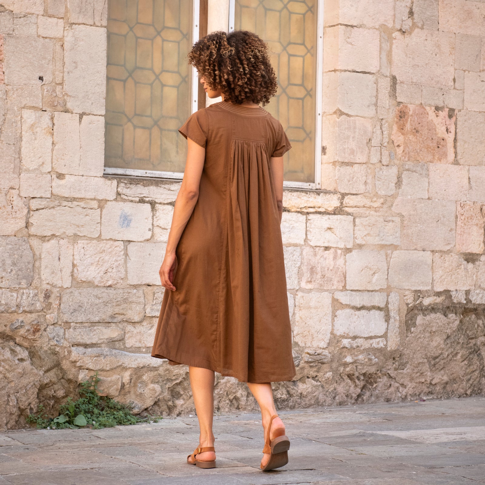 Irissou Long Dress S.color 100% Coton - Brown BROWN