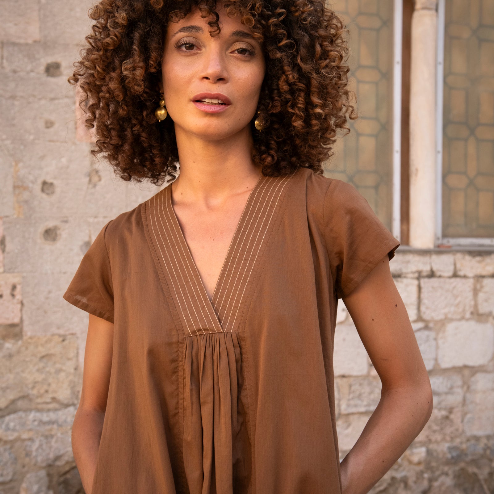 Irissou Long Dress S.color 100% Coton - Brown BROWN