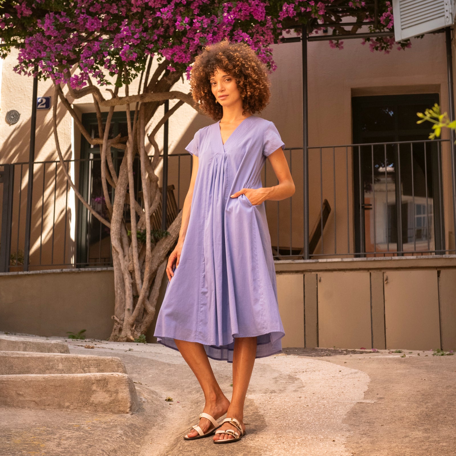 Irissou Long Dress S.color 100% Coton - Lilac LILAC