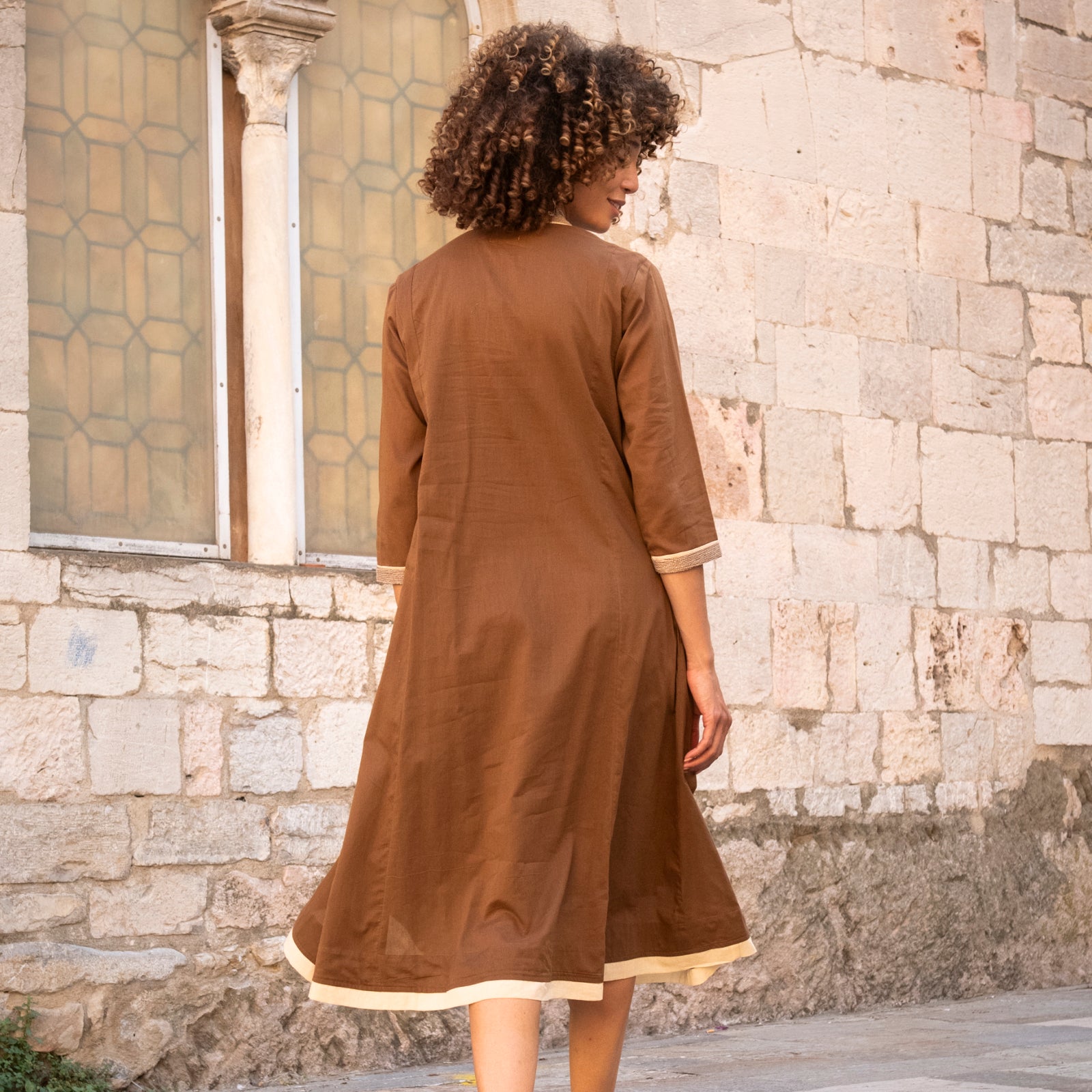 Anaelle Dress S.color 100% Coton - Brown BROWN
