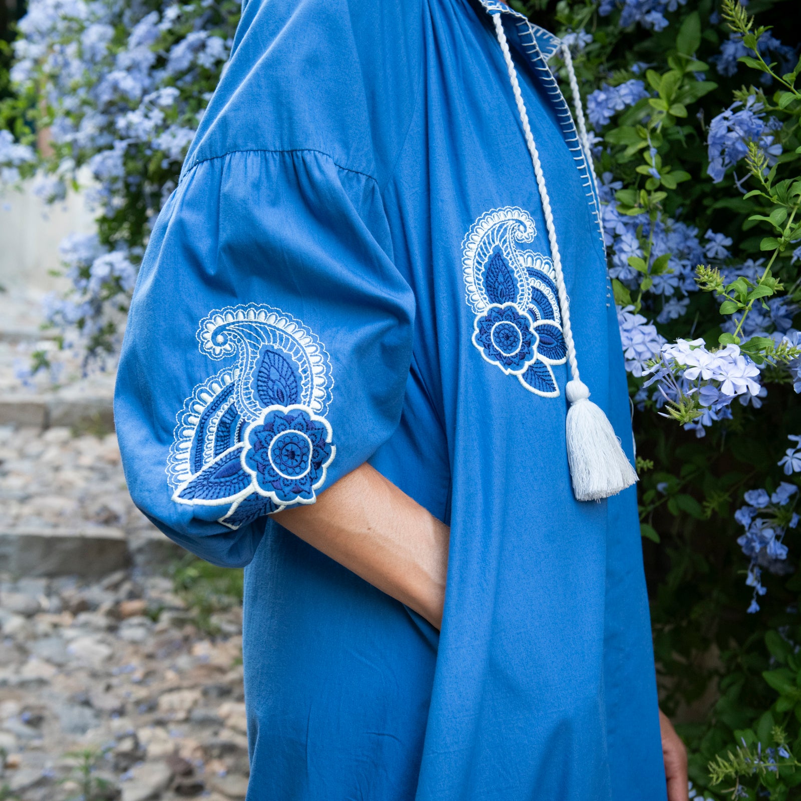 Virginia Dress Embroidery 100% Coton - Blue BLUE