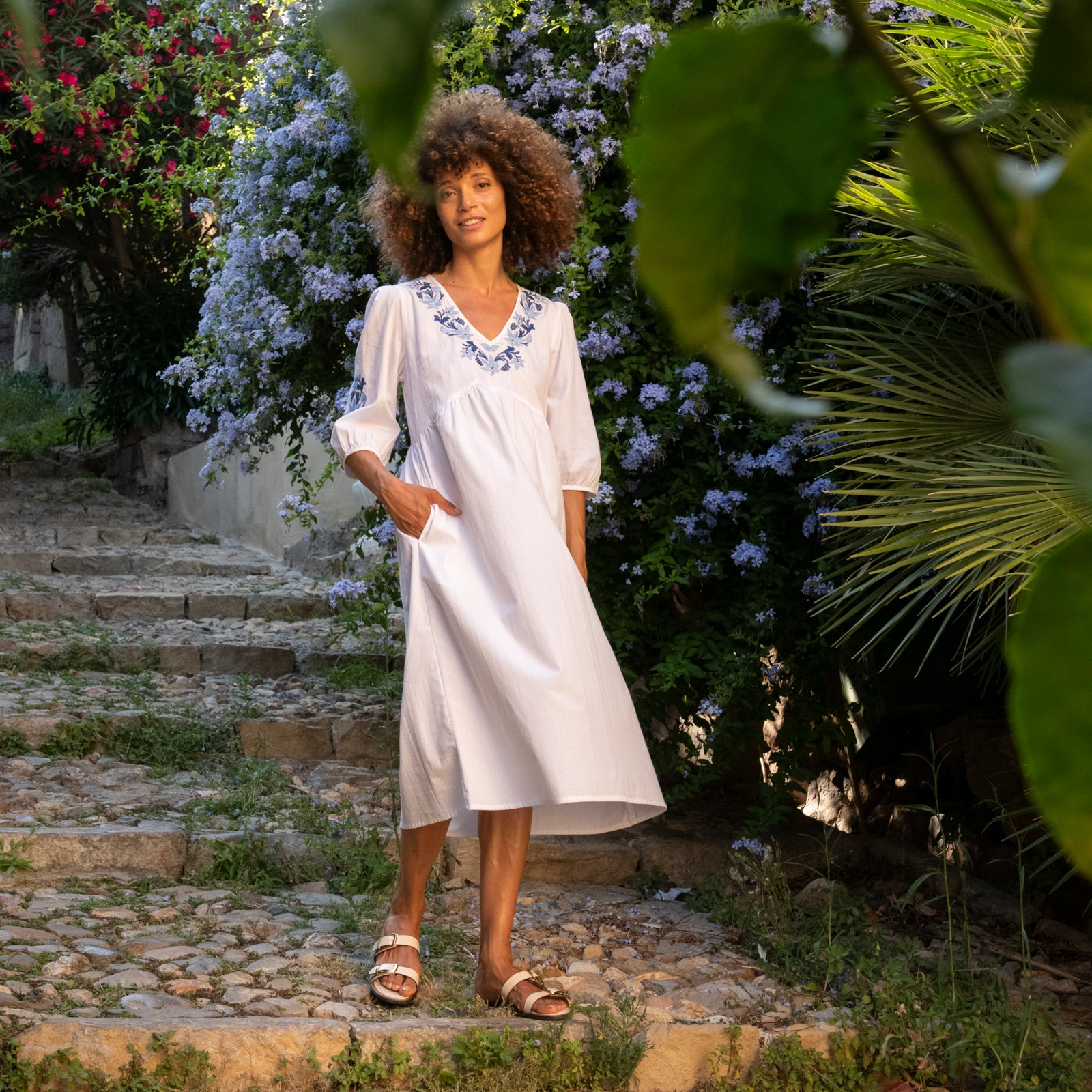 Rosa Dress Embroidery 100% Coton - White WHITE