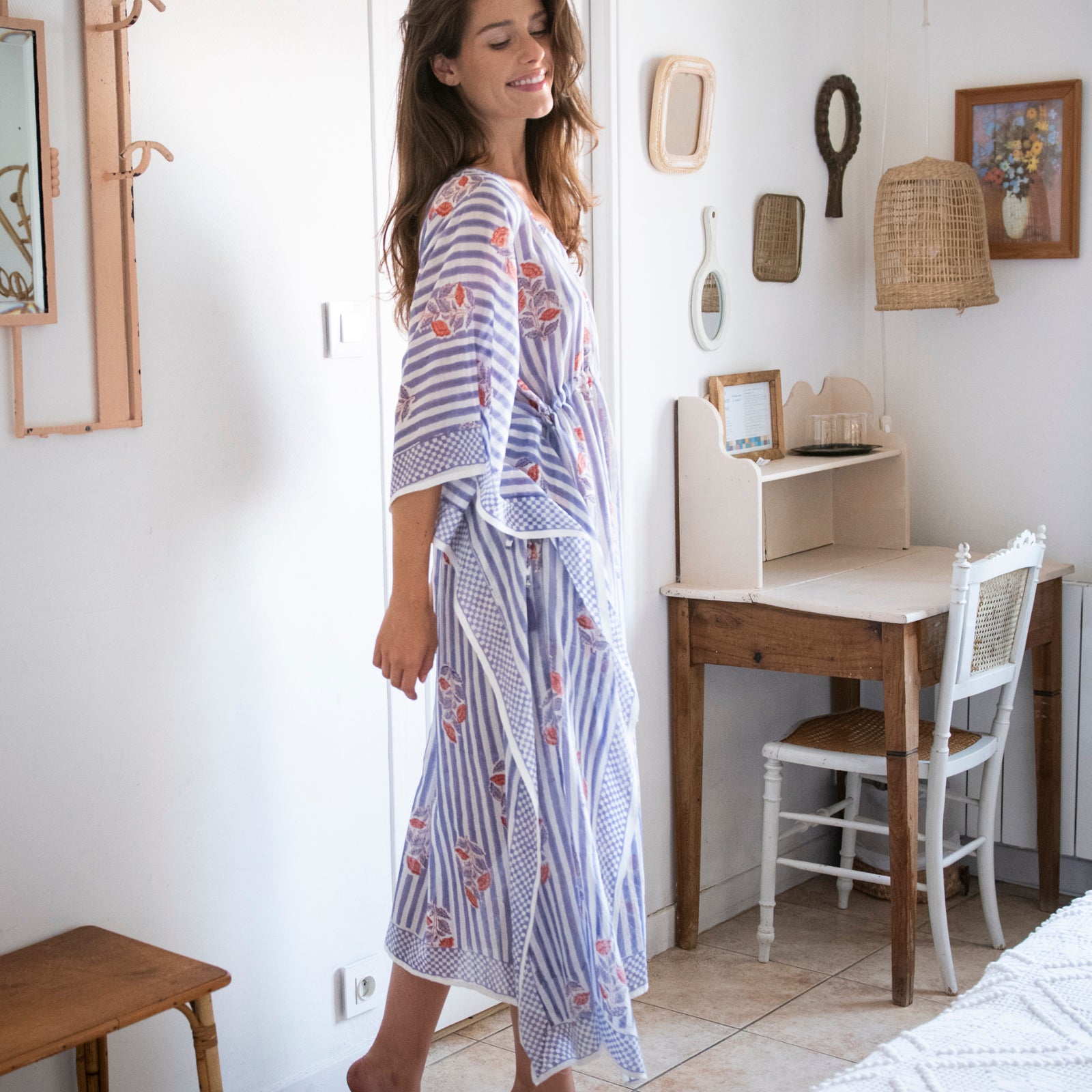 Long Caftan Beaulieu 100% Organic Cotton - Lilac LILAC