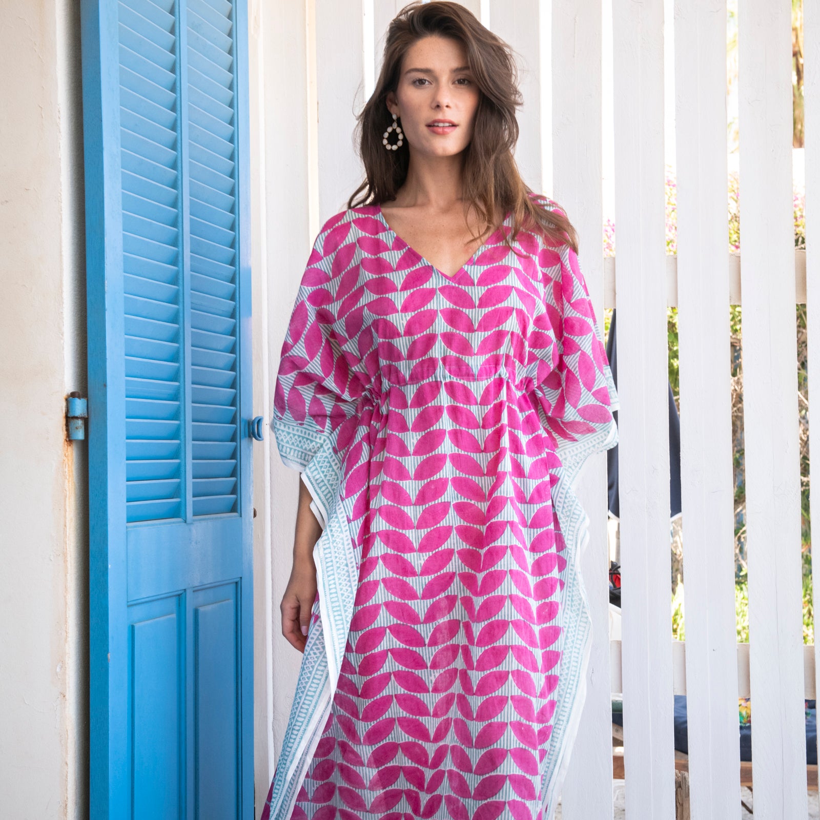 Long Caftan Cap Estel 100% Organic Cotton - Pink PINK