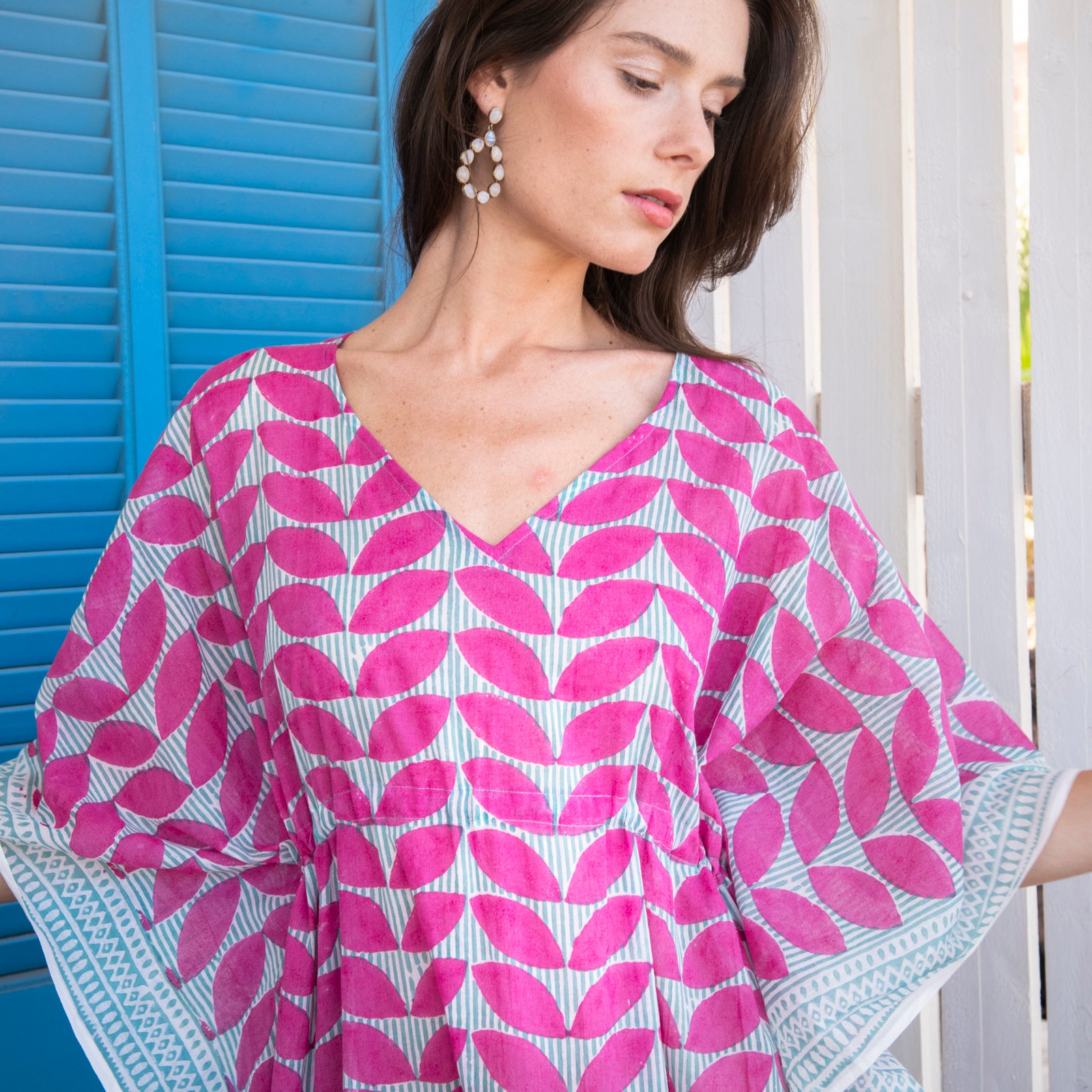 Long Caftan Cap Estel 100% Organic Cotton - Pink PINK