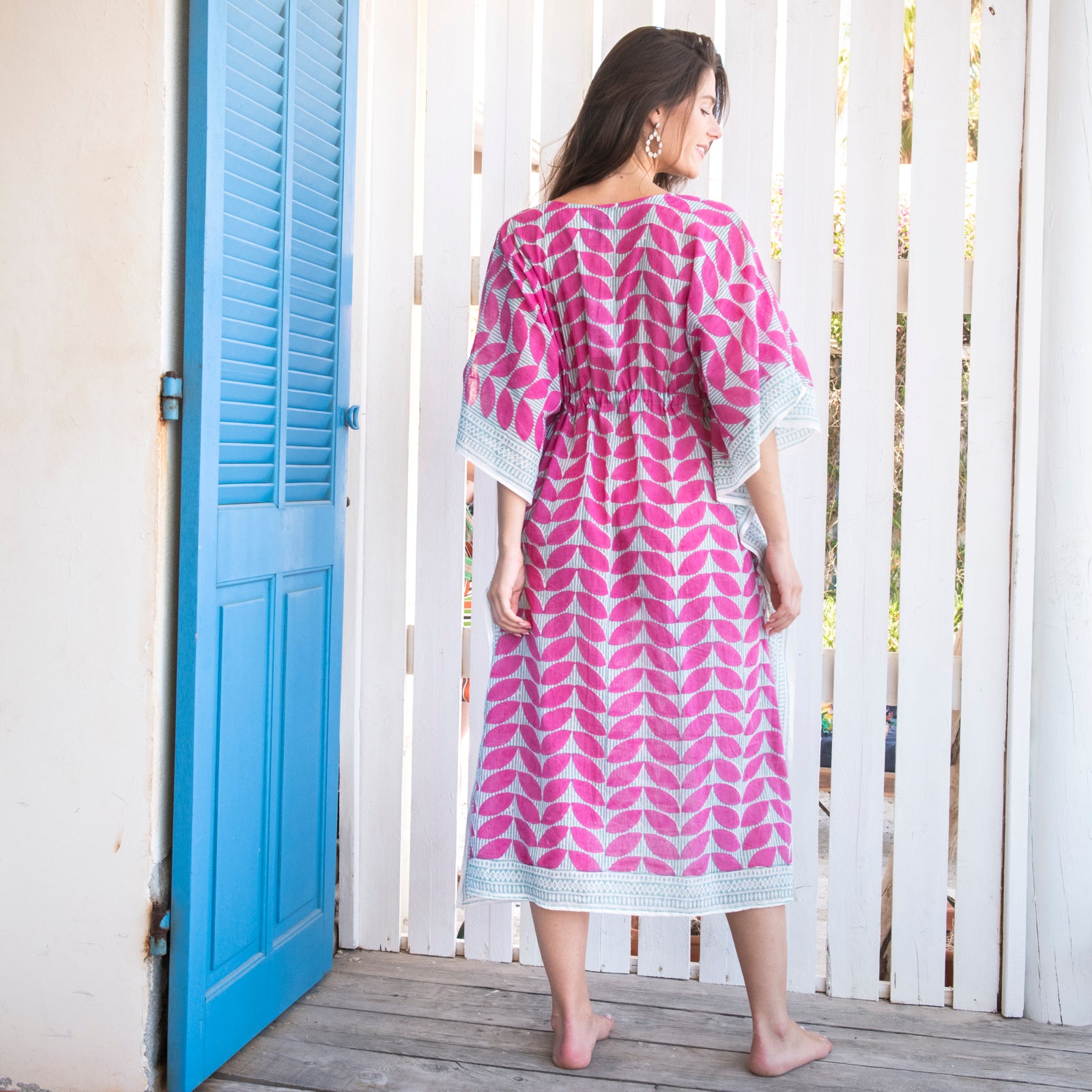 Long Caftan Cap Estel 100% Organic Cotton - Pink PINK